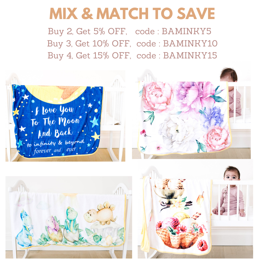 Bamboo Viscose Minky Sloth Blanket - Double Layers - I Love You To The Moon And Back