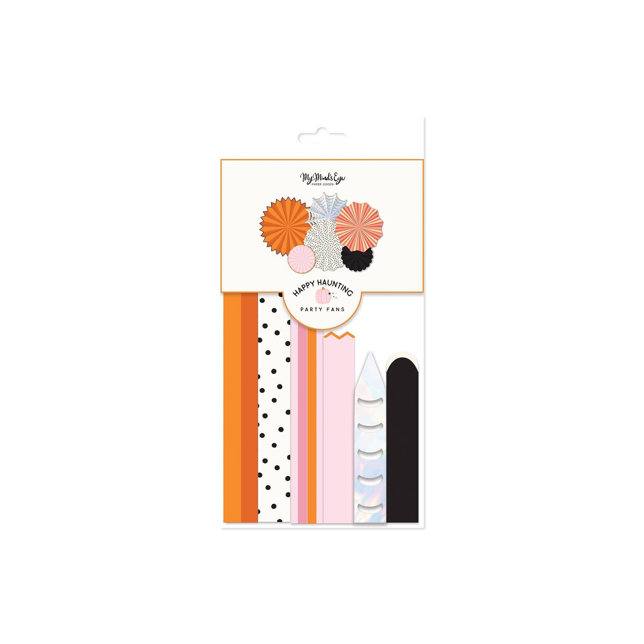 Pink, Black & Orange Halloween Paper Fan Set – 6ct
