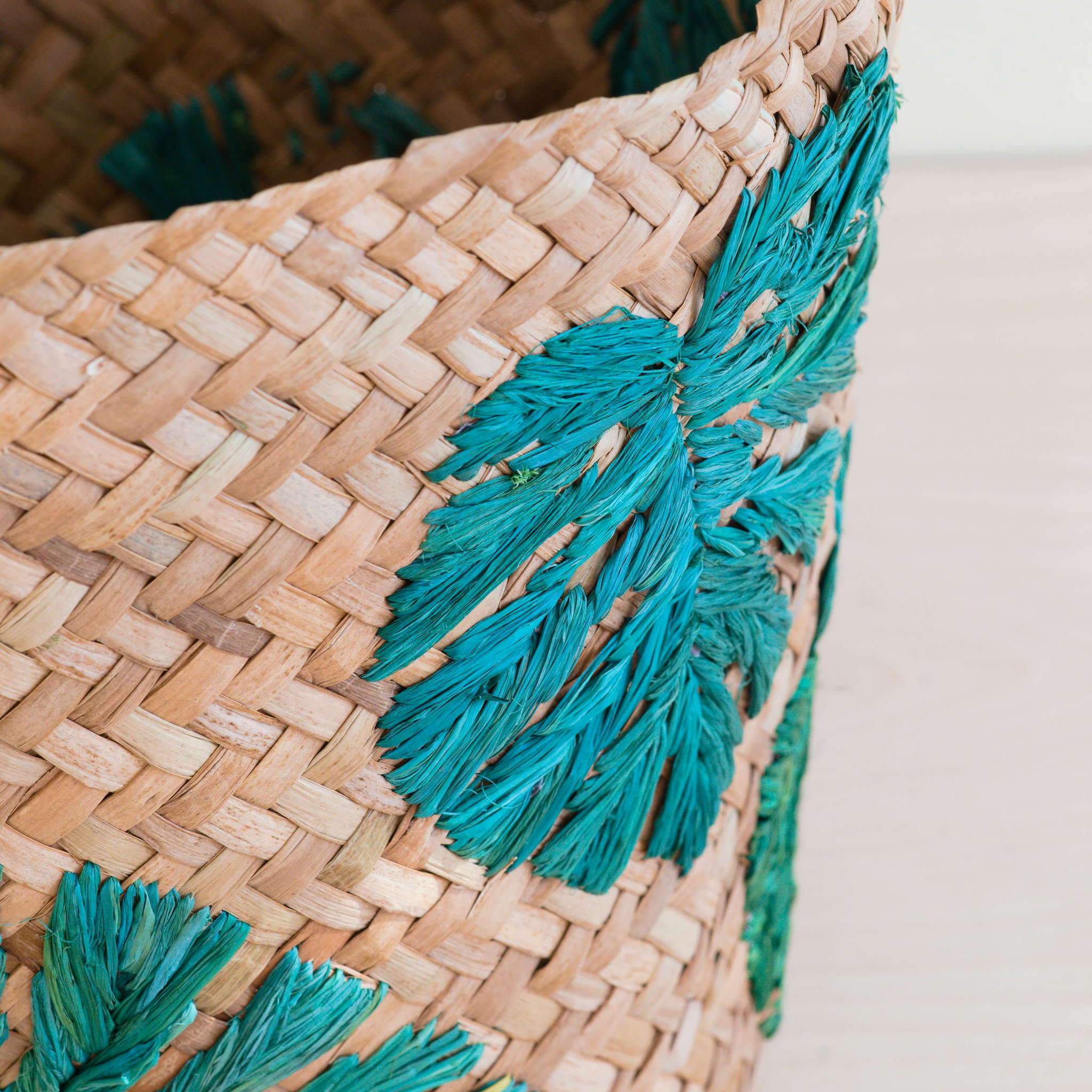 Monstera Embroidered Soft Seagrass Planter - Woven Baskets | Likhâ
