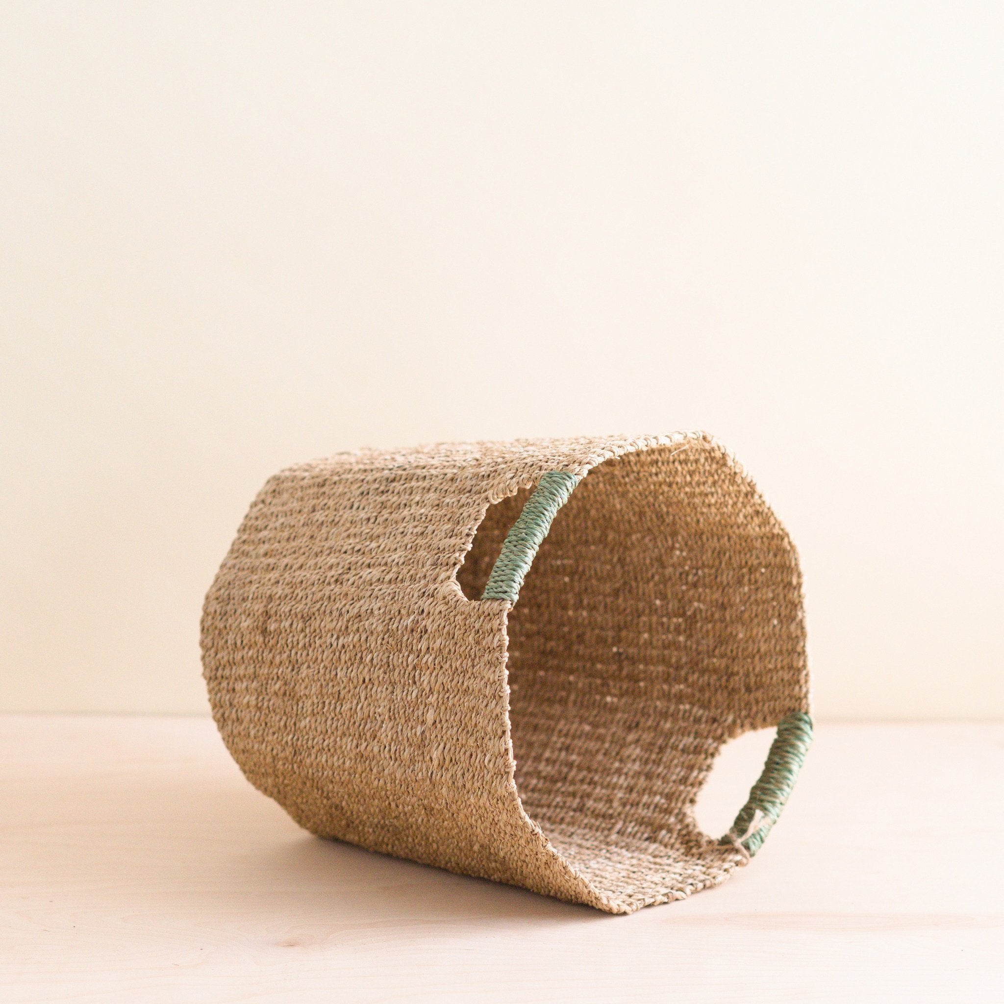 Natural Octagon Basket With Sage Handle - Octagon Basket | Likhâ