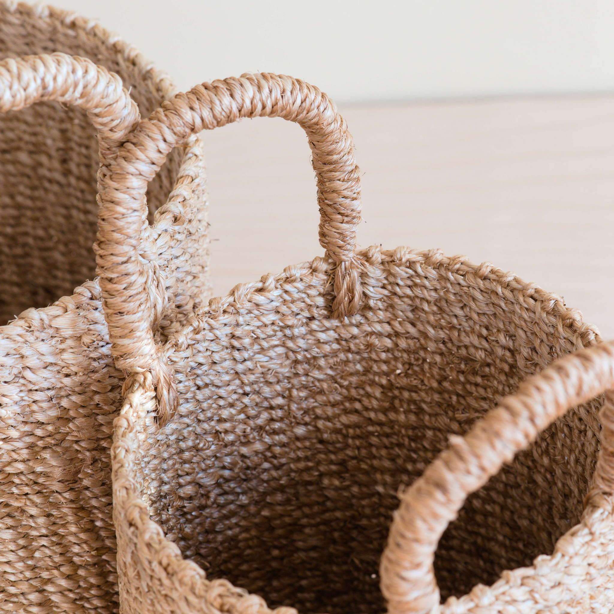 Natural Tabletop Mini Basket With Handle Set Of 2 - Weave Baskets | Likhâ