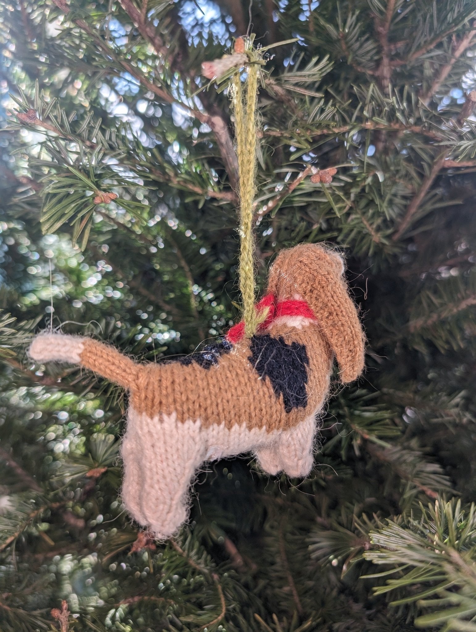 Basset Hound Hand Knit Christmas Ornament
