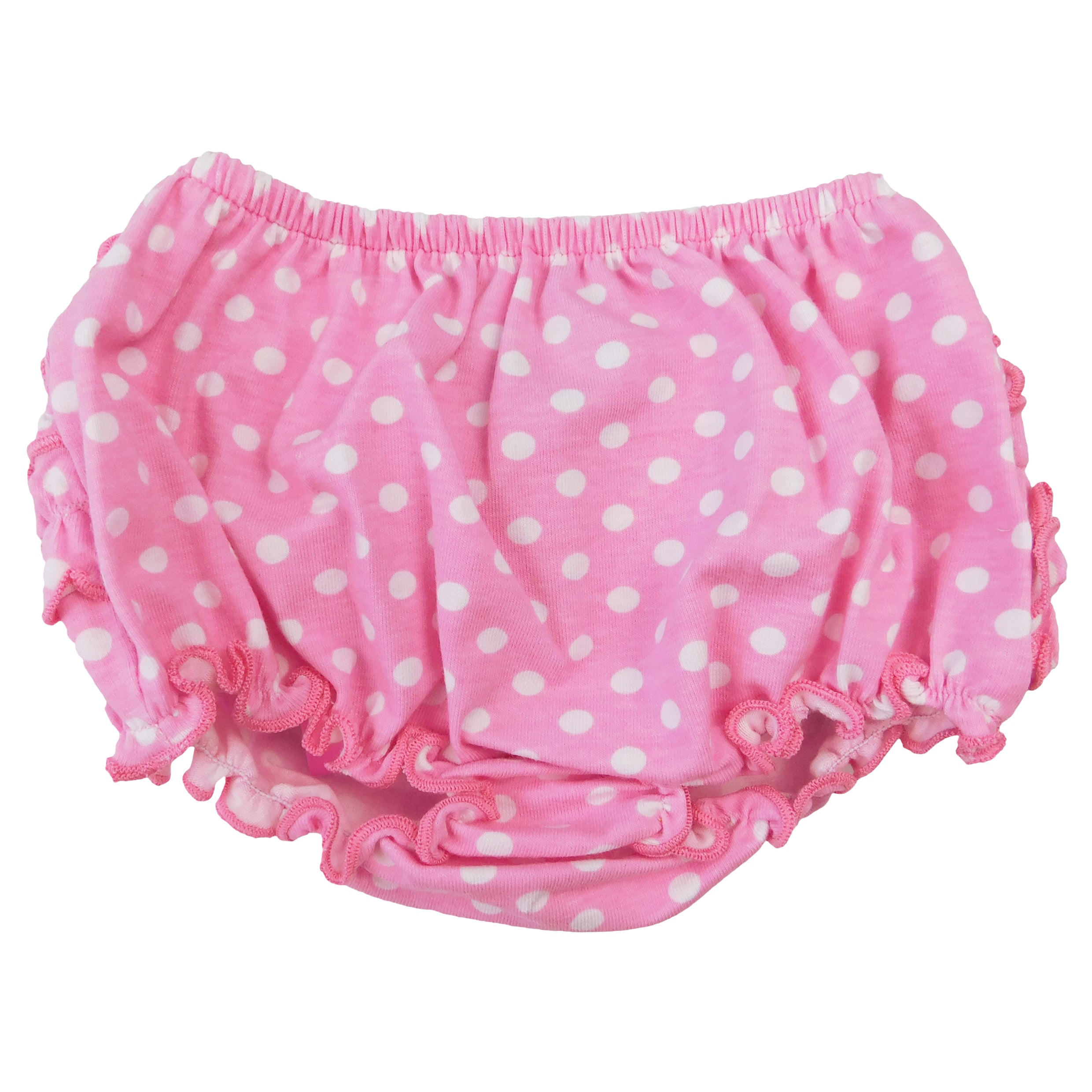 Annloren Baby & Toddler Girls Pink Polka Dot Knit Ruffled Butt Bloomer Diaper Cover