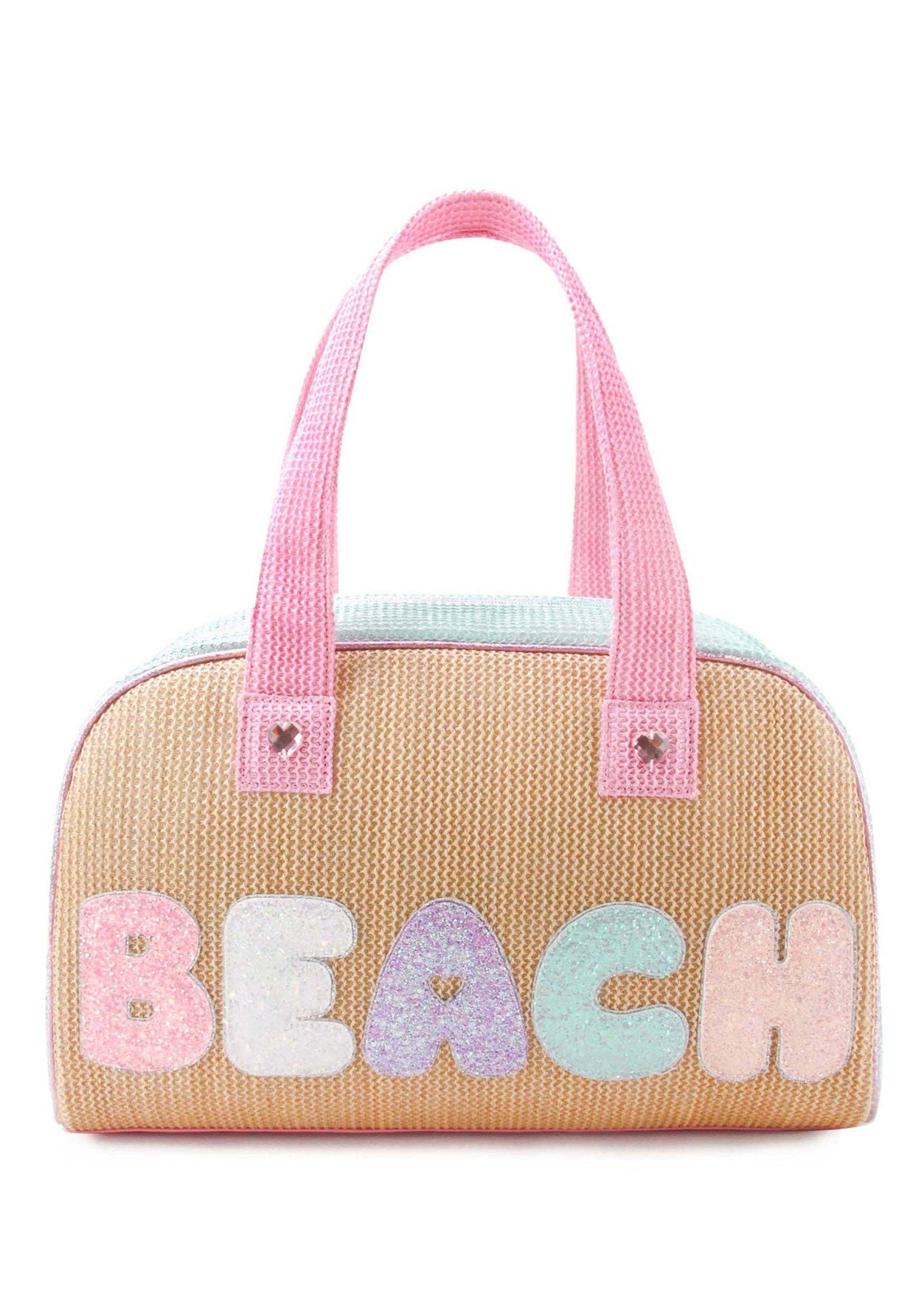 Beach Straw Color Block Medium Duffle Bag