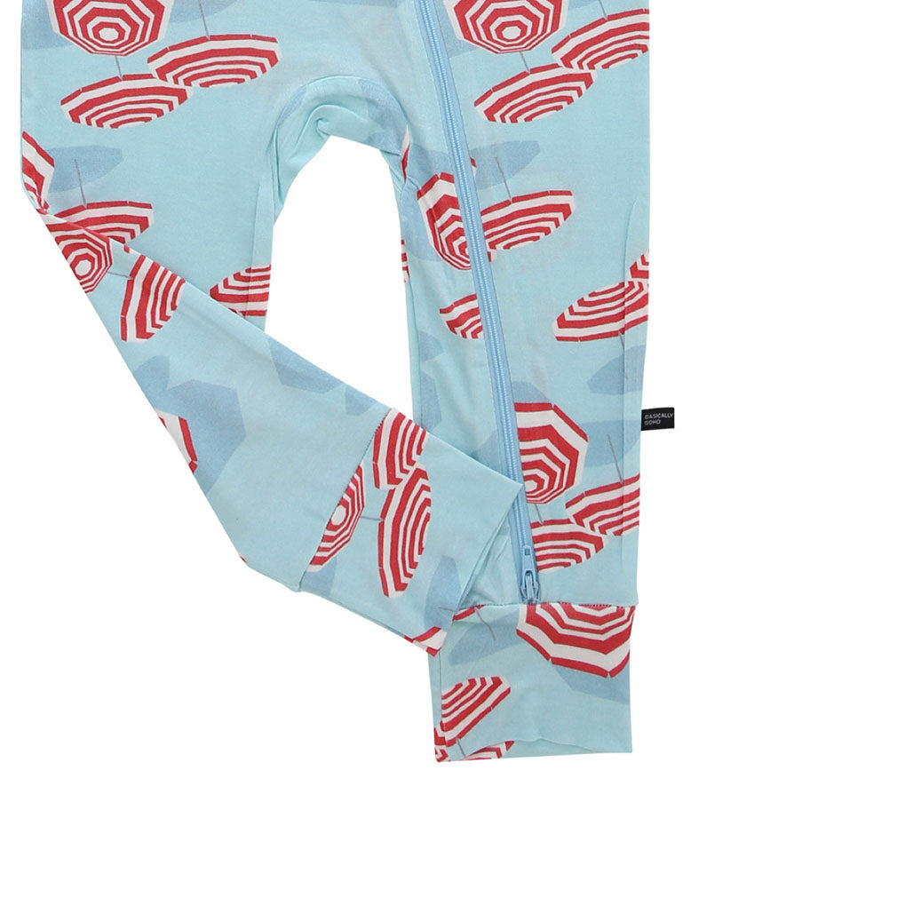 Amalfi Coast Red Beach Umbrella Zippered Romper