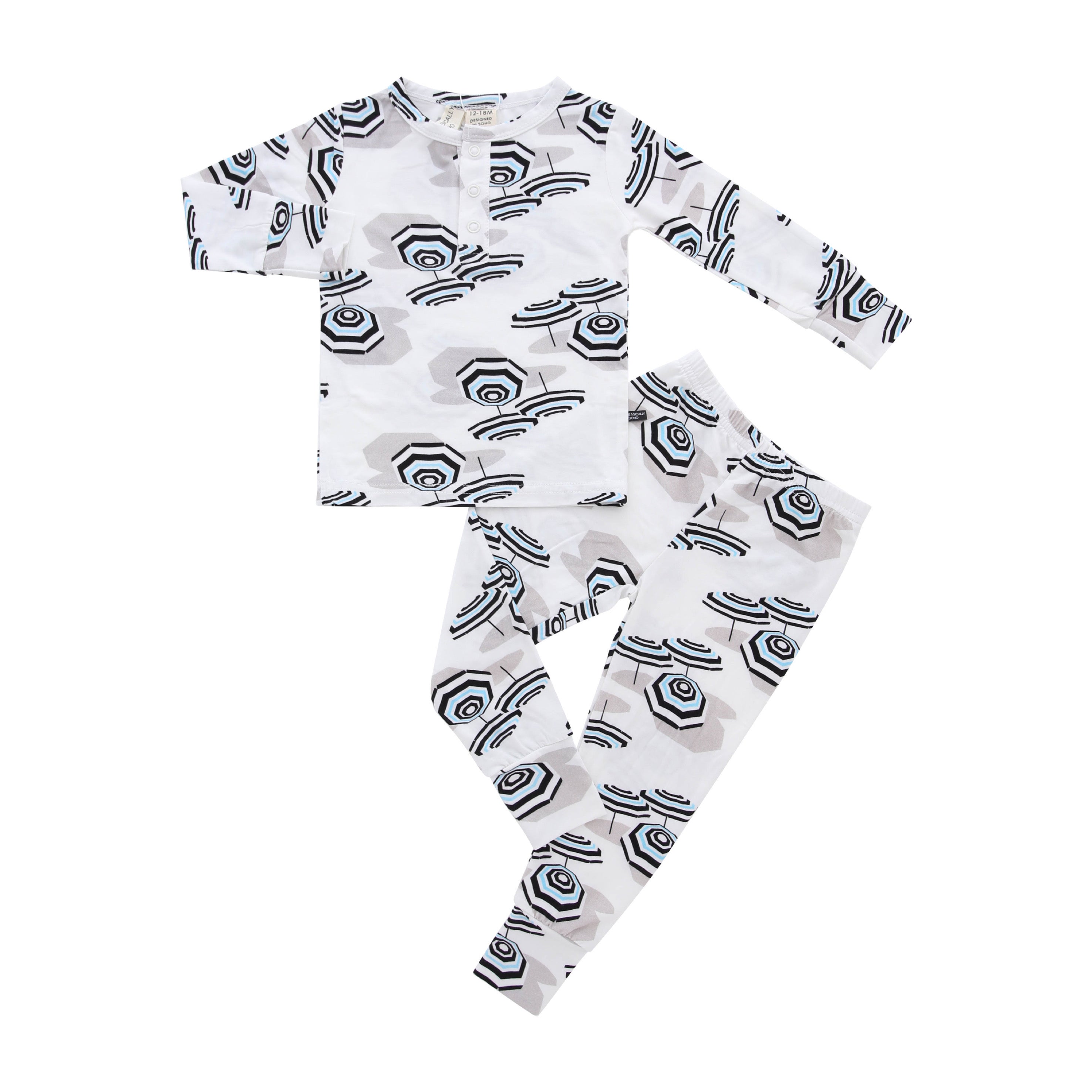 Amalfi Coast Beach Umbrella Black And White Two-piece Set