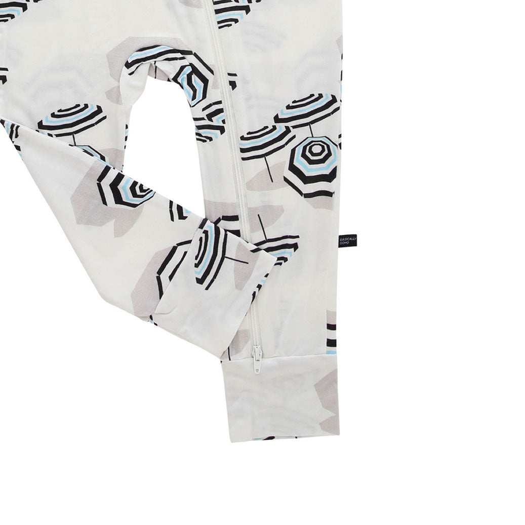 Amalfi Coast Beach Umbrella Black And White Zippered Romper