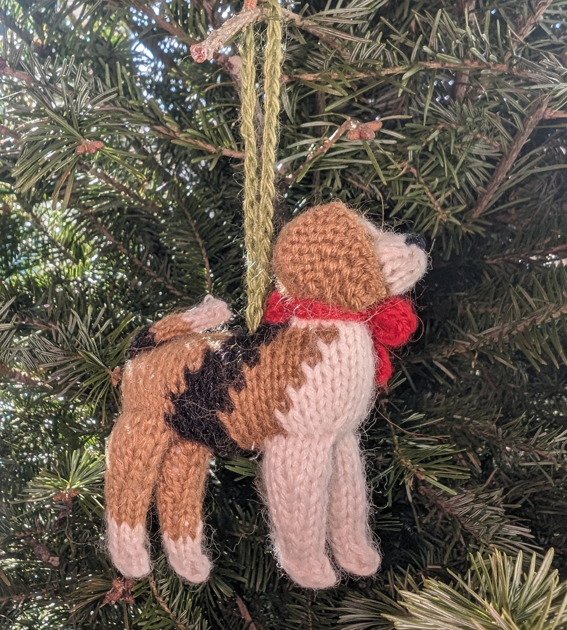 Beagle Hand Knit Christmas Ornament