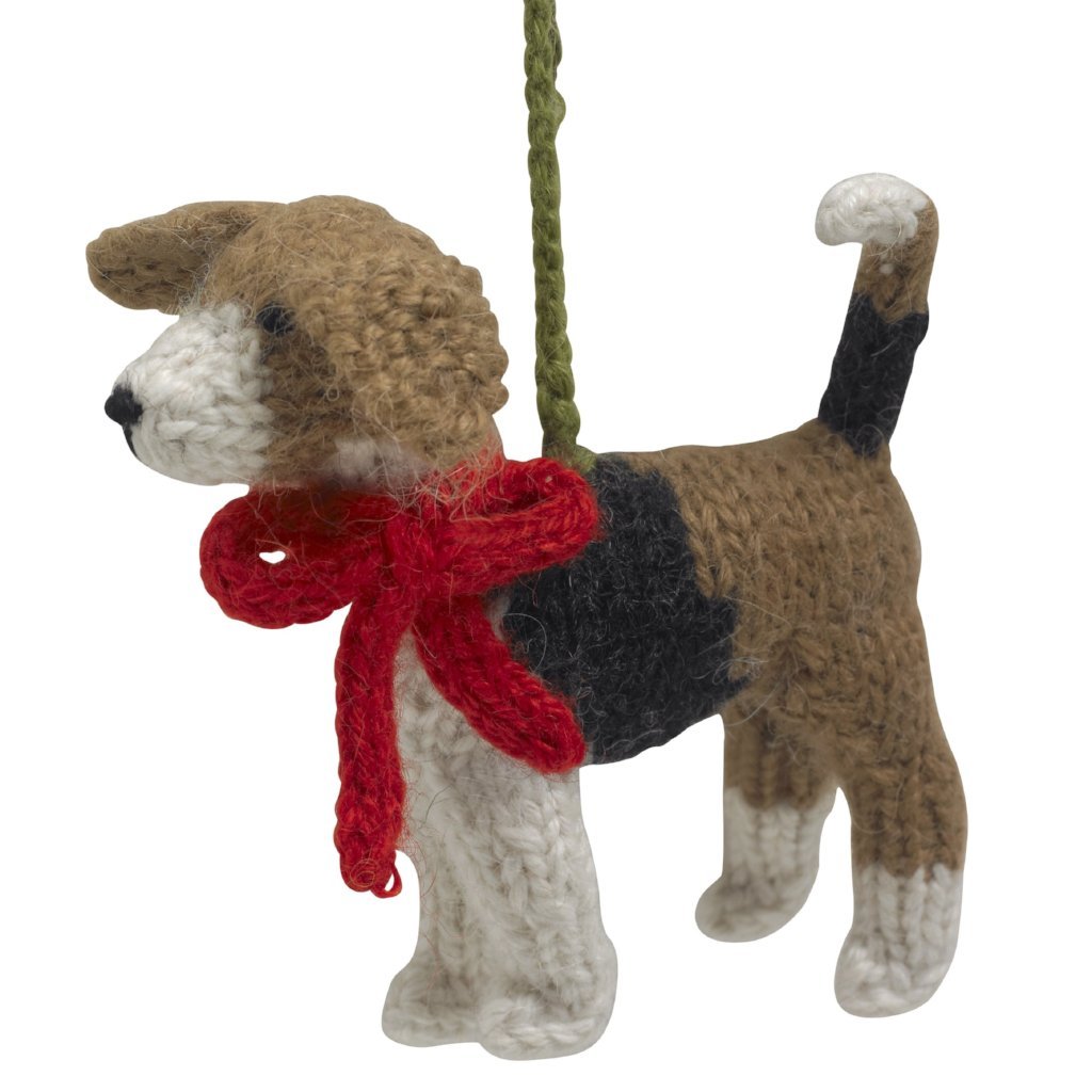 Beagle Hand Knit Christmas Ornament