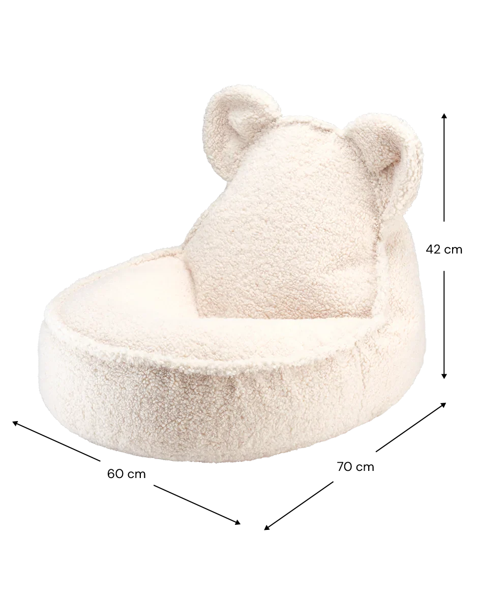 Cream White Bear Beanbag And Ottoman Set
