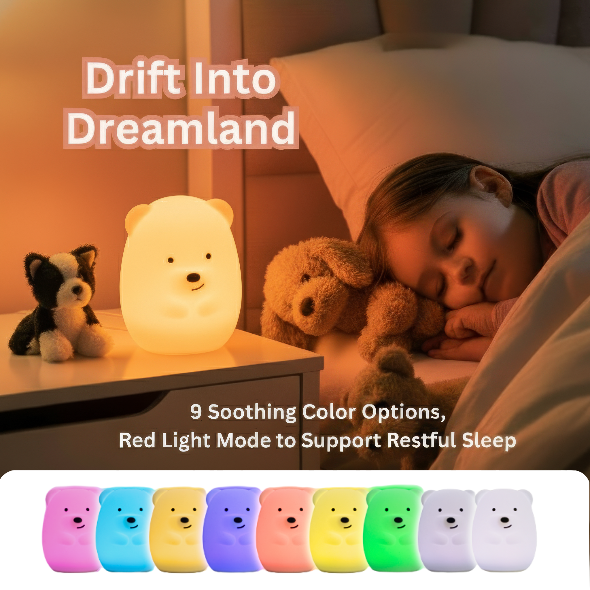 Lumipets® Benny The Bear- Children's Touch Night Light