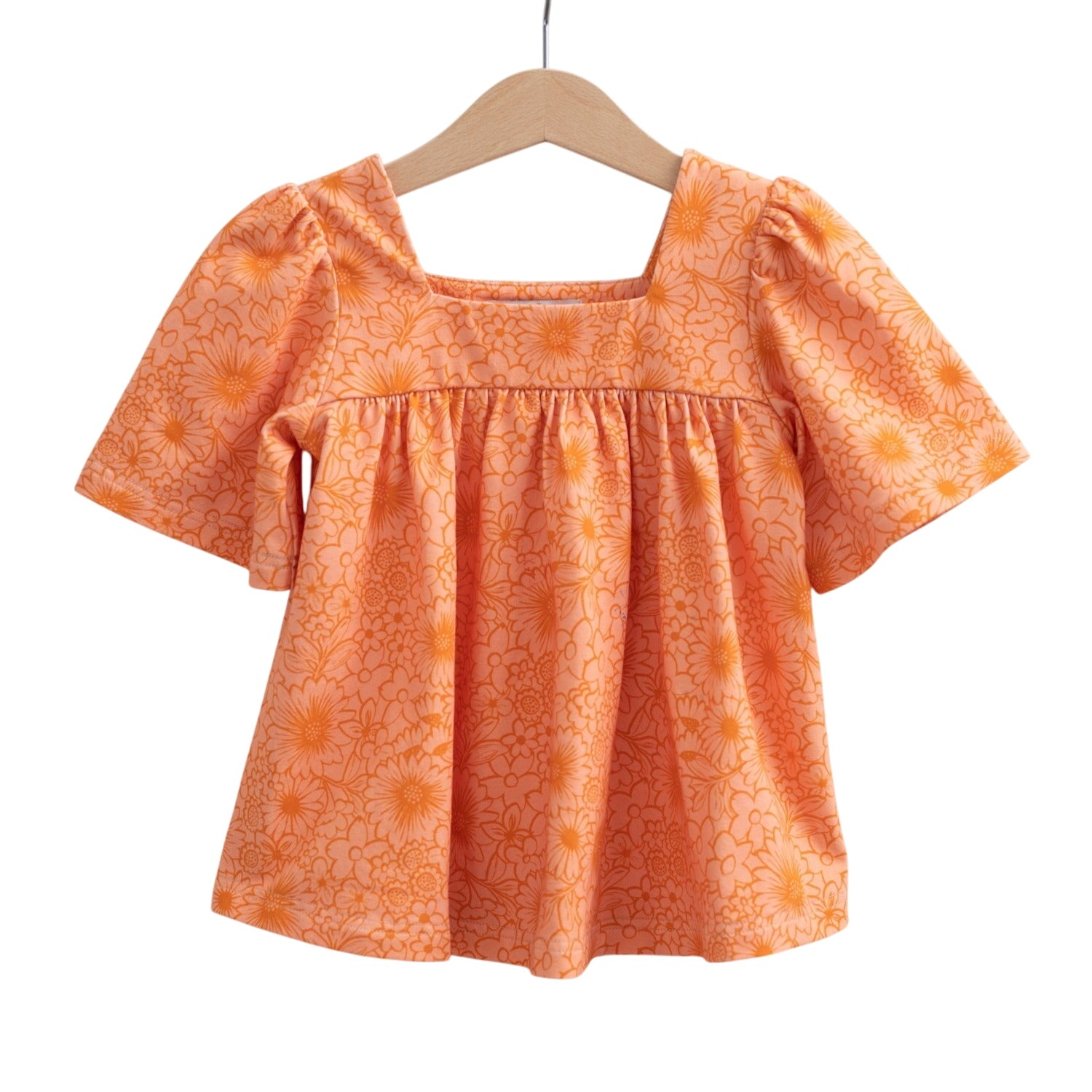 Bell Sleeve Top In Pink And Orange For Baby Toddler Girls