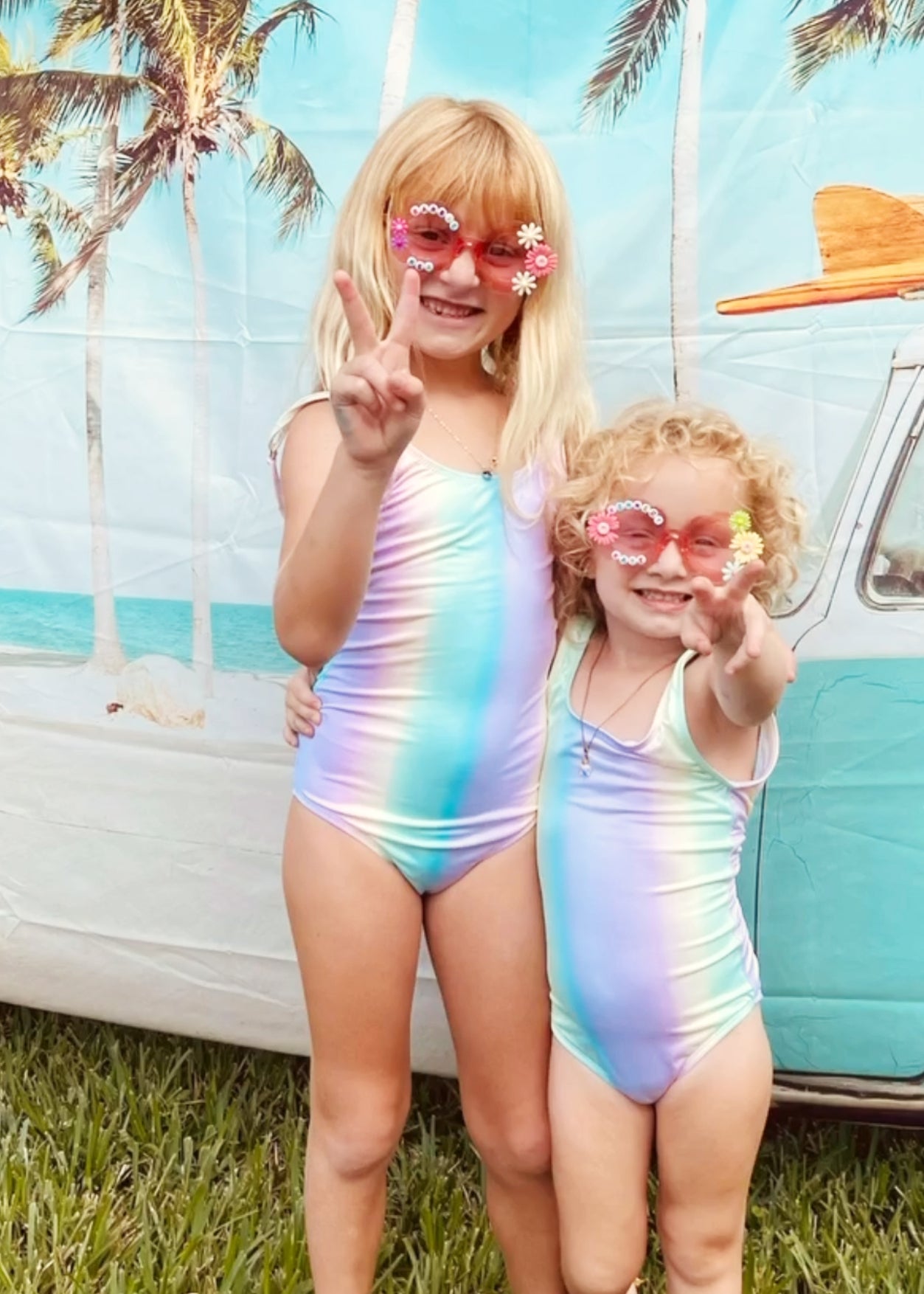 Rainbow Adjustable Straps Swimsuit