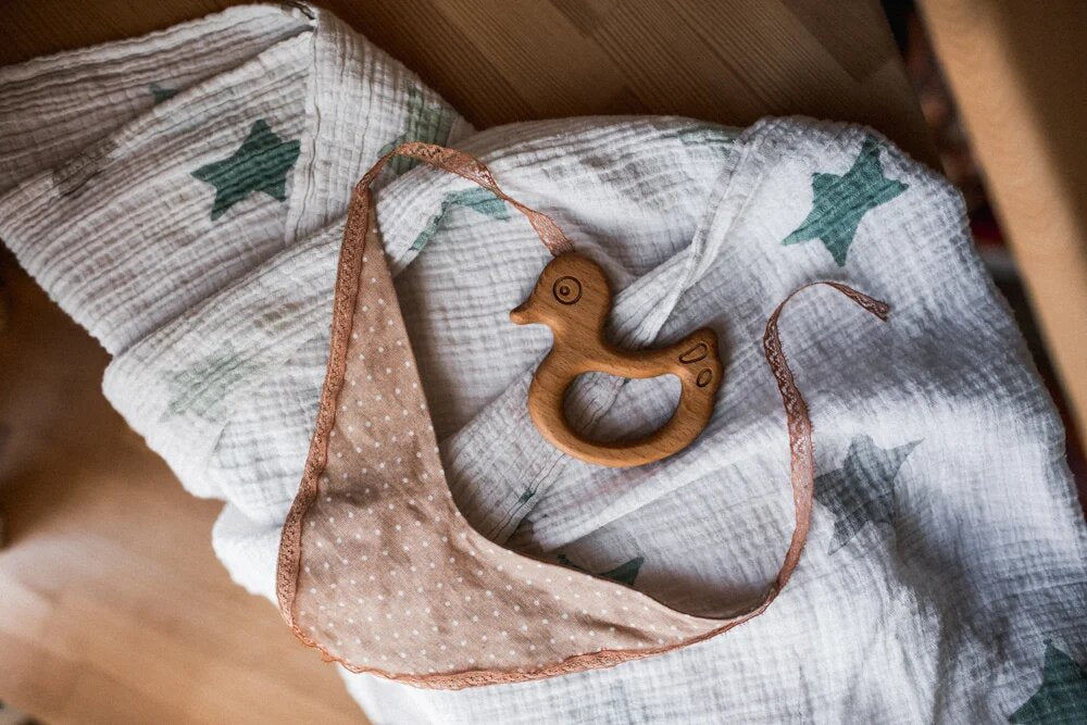 Organic Wooden Teether Toy Duck