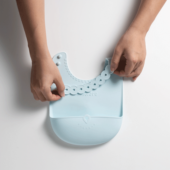 Roll & Lock Silicone Bib 2-pack - Cotton Candy + Dove Grey