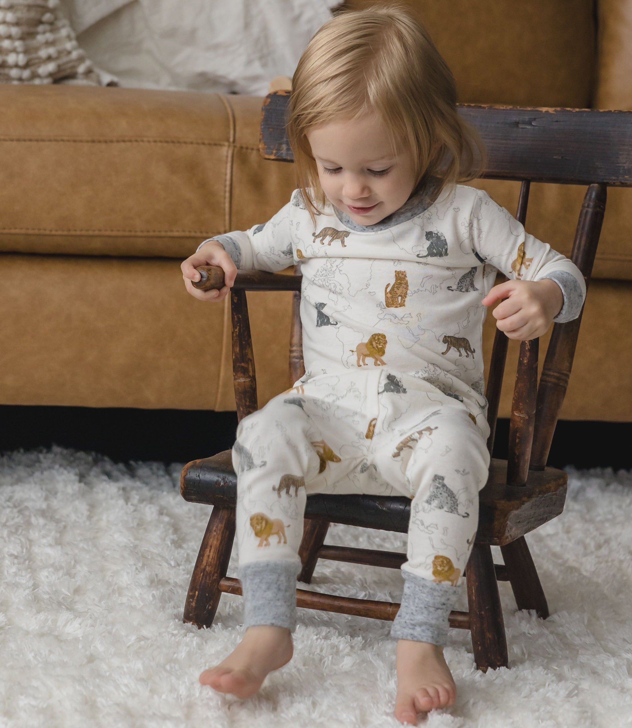 Big Cats 2 Pc Infant/toddler Tight Fitting Pj Set - New For Spring 2025