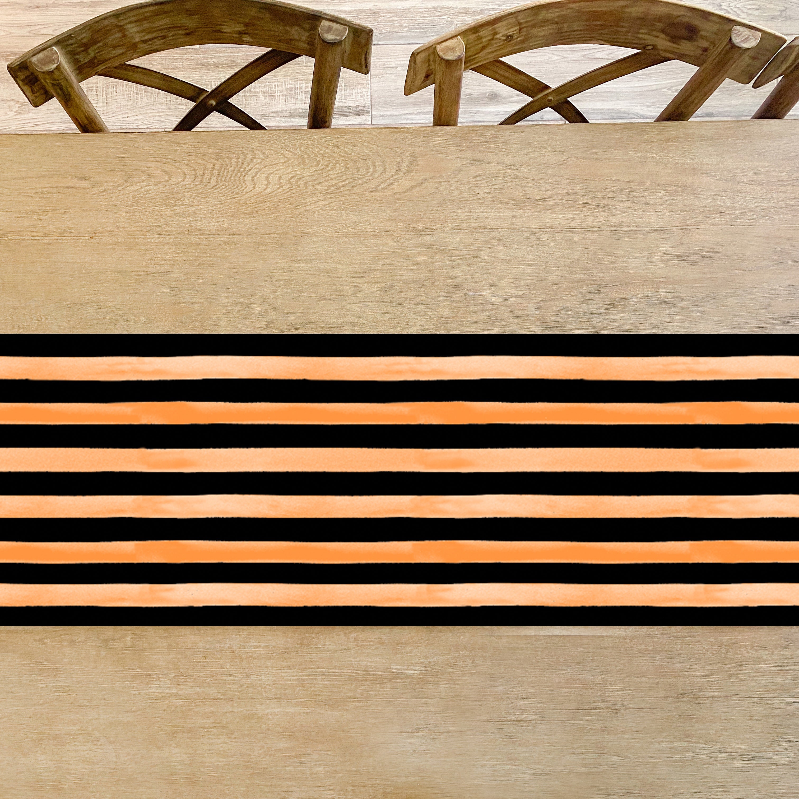 Orange And Black Painterly Stripes Table Runner