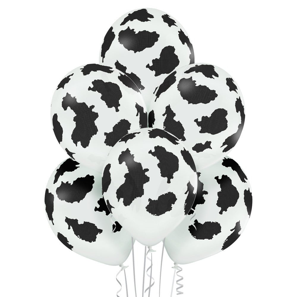 Black And White Cow Print Latex Balloons