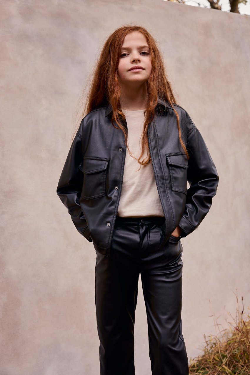 Faux Leather Straight Leg Pant