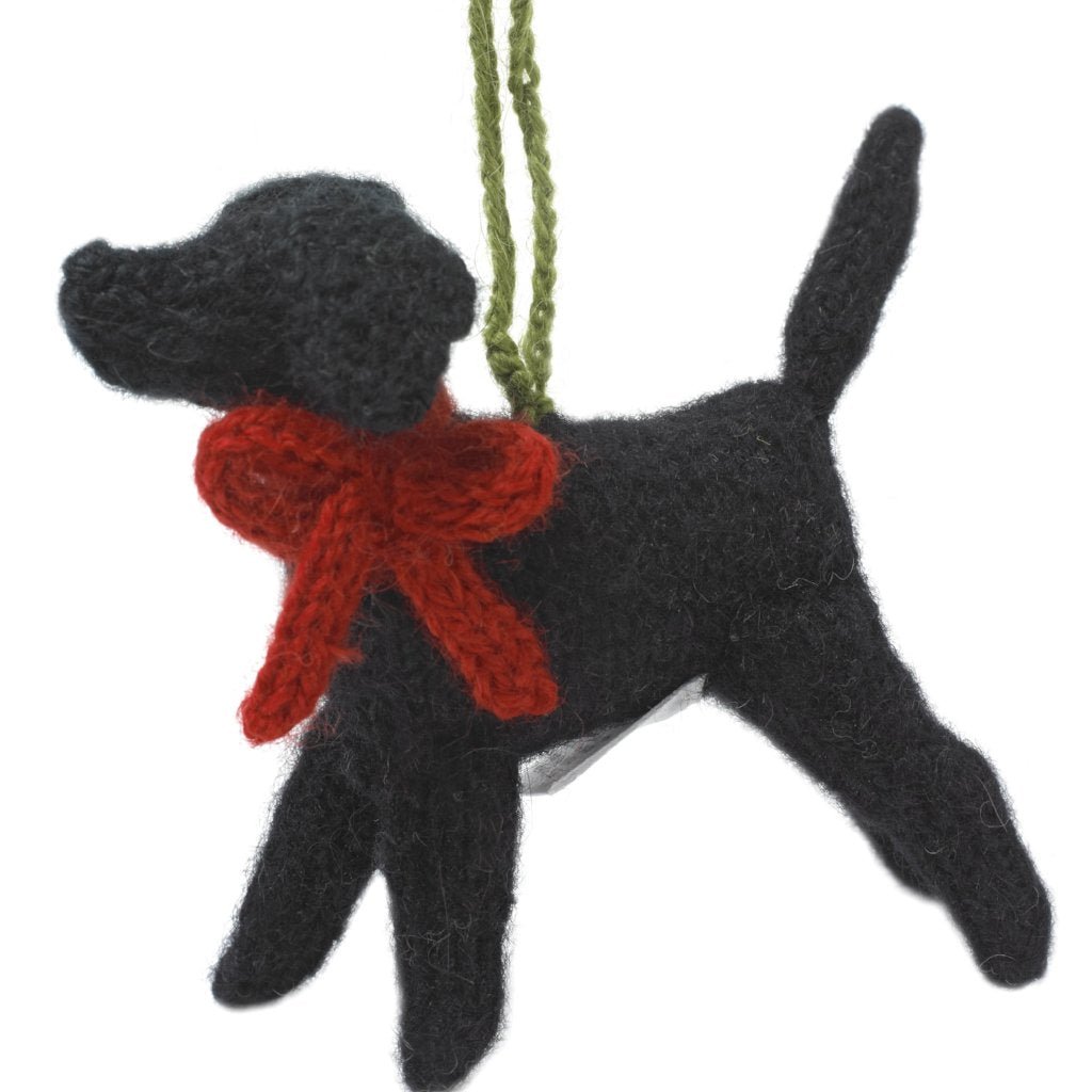 Black Lab Hand Knit Christmas Ornament