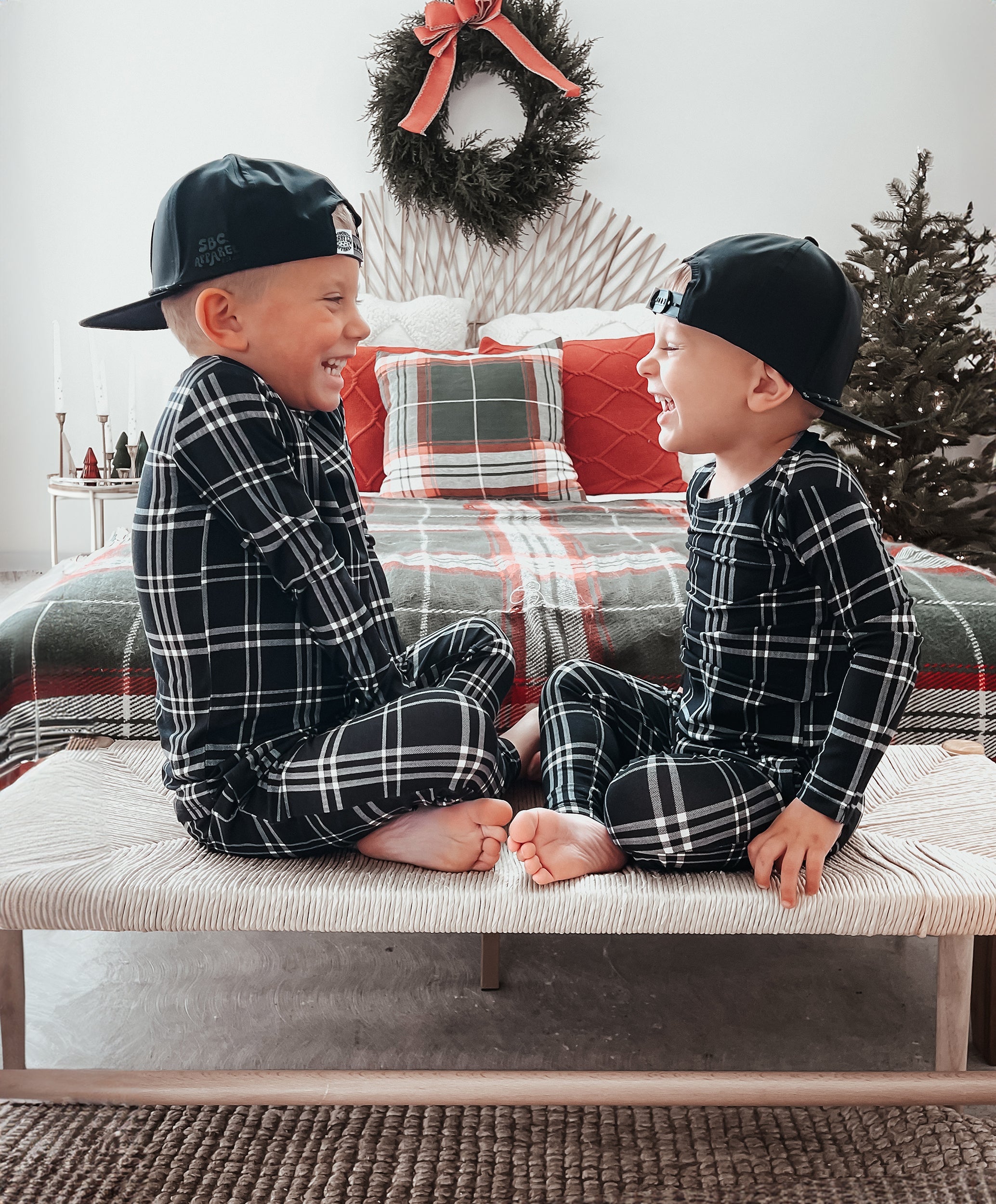 Black Plaid Two-piece Set