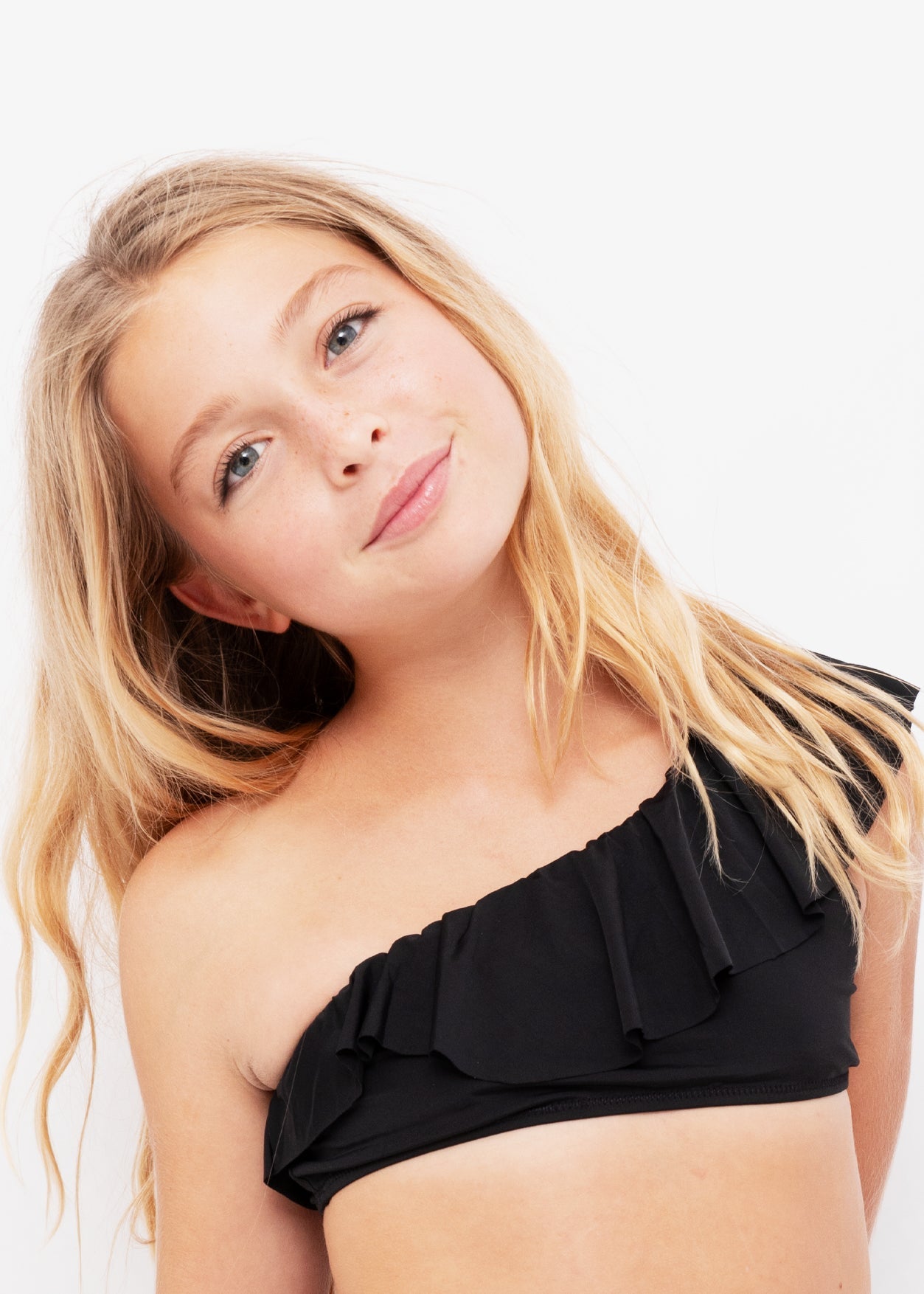 Black Ruffle One Shoulder Bikini