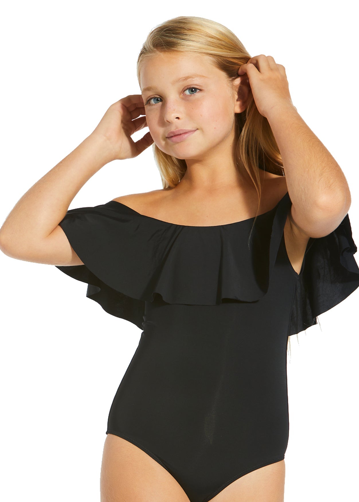 Black Ruffle Swimsuit