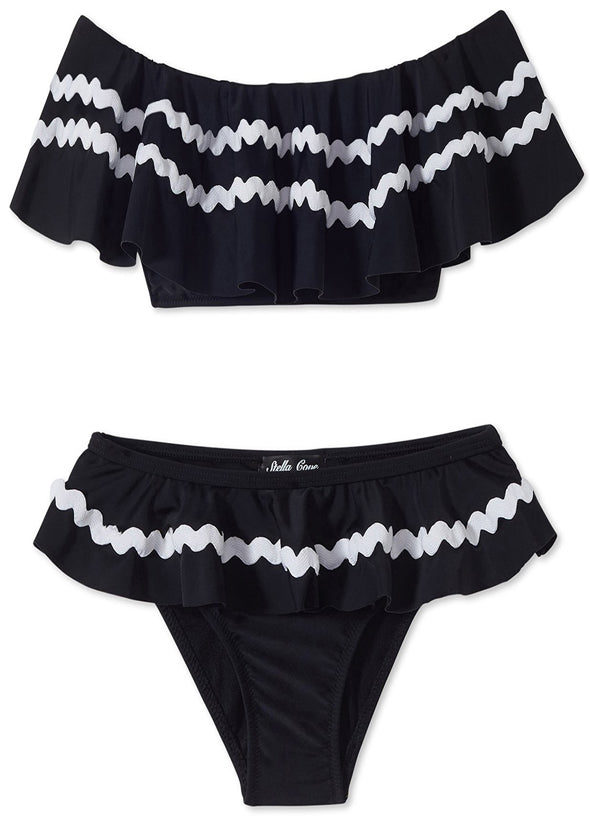 Black Bikini With White Ric Rac