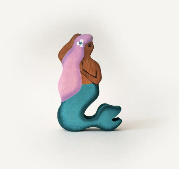 Wooden Mermaid Figure