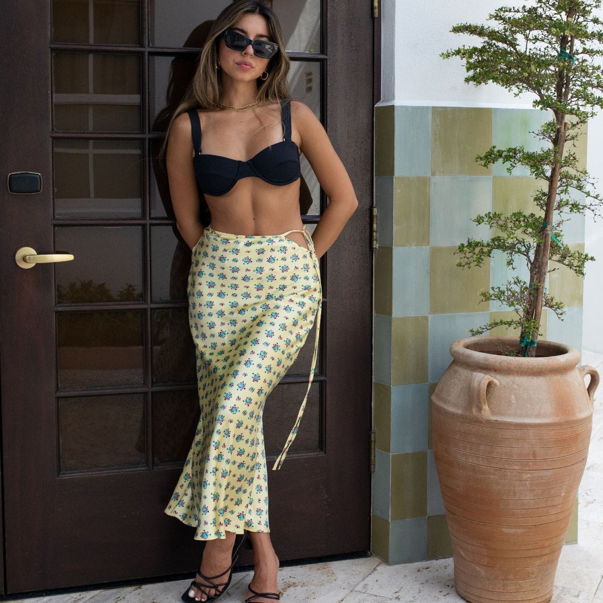 Black Rib Bustier Bikini Top