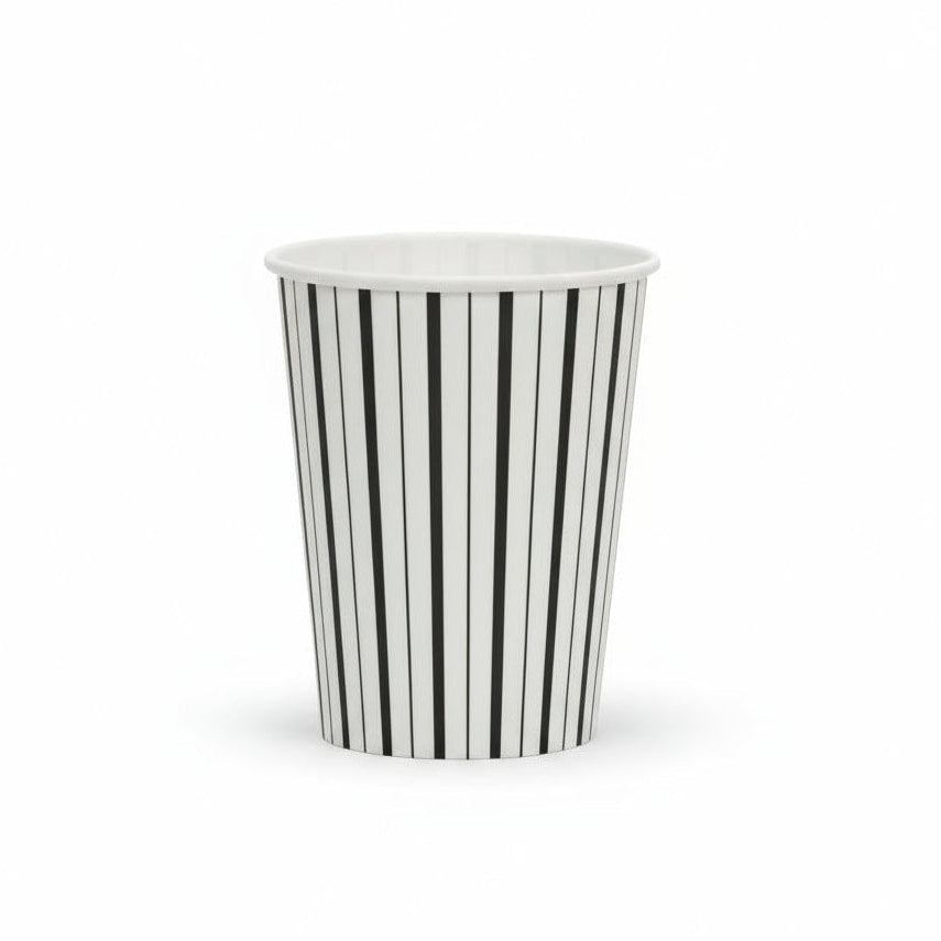 Black And White Fine Stripes Cups (set Of 8)
