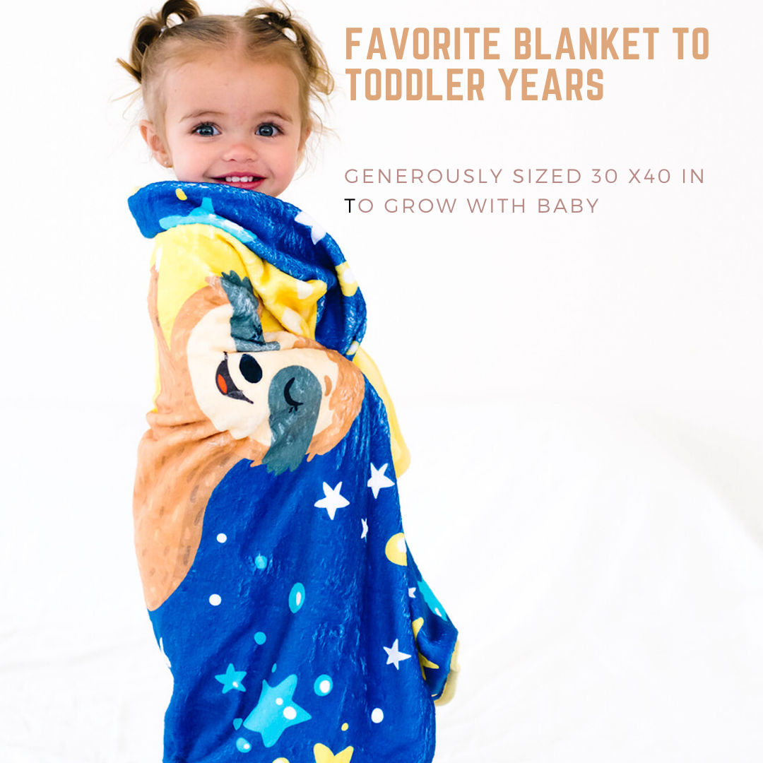 Bamboo Viscose Minky Sloth Blanket - Double Layers - I Love You To The Moon And Back