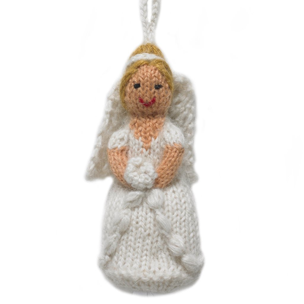 Blonde Bride Hand Knit Wedding Ornament
