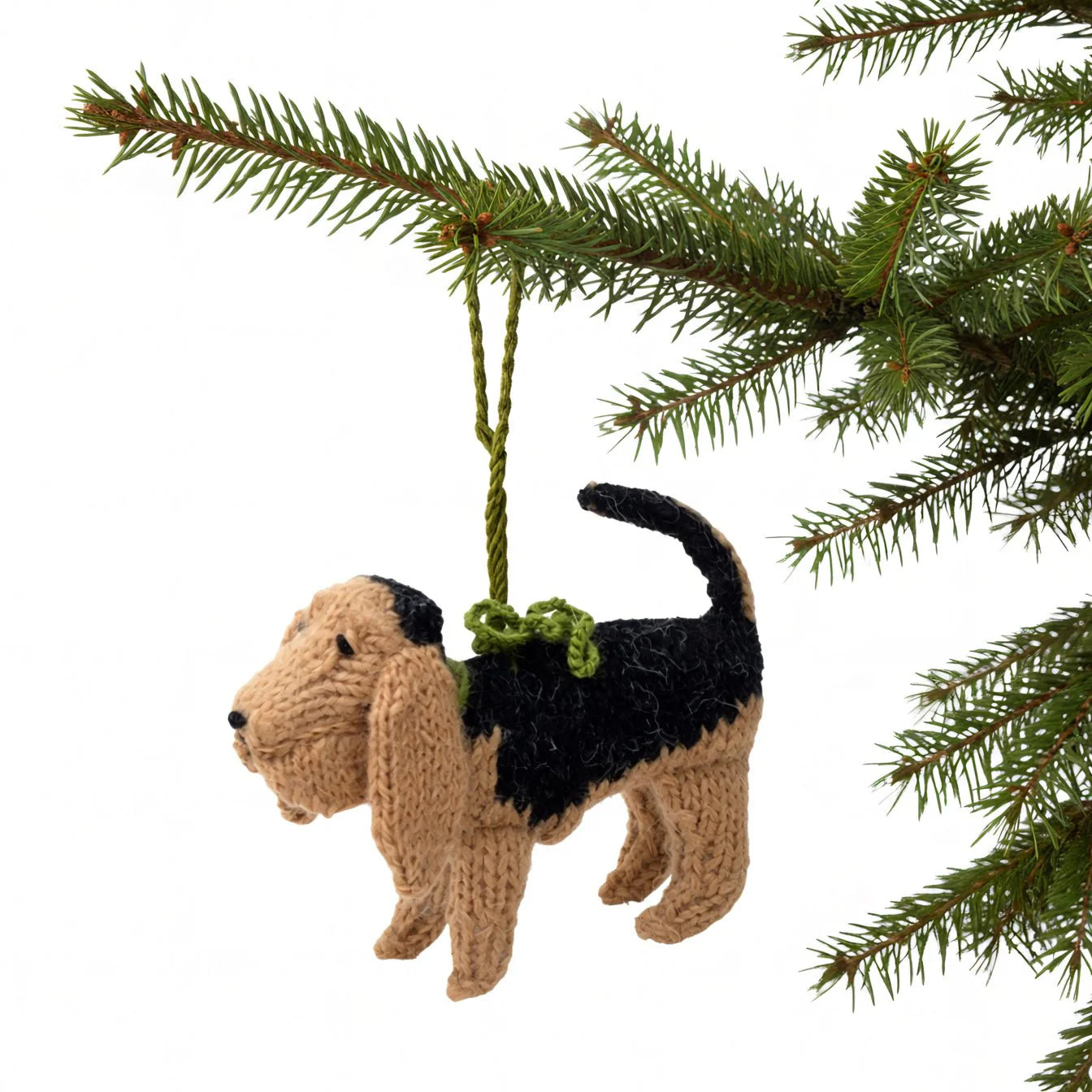 Hand Knit Alpaca Wool Christmas Ornament - Bloodhound Dog