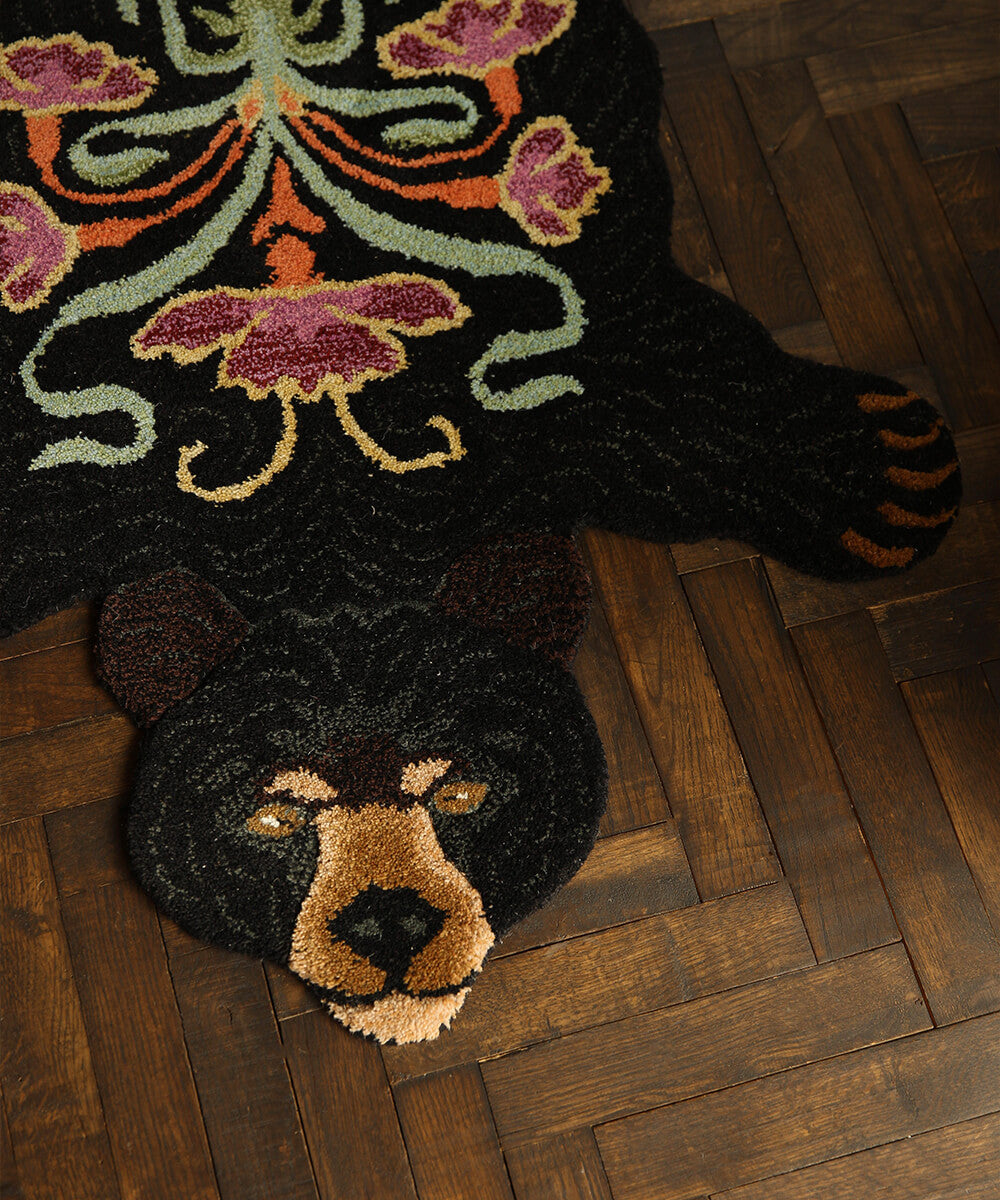Blooming Black Bear Rug Large