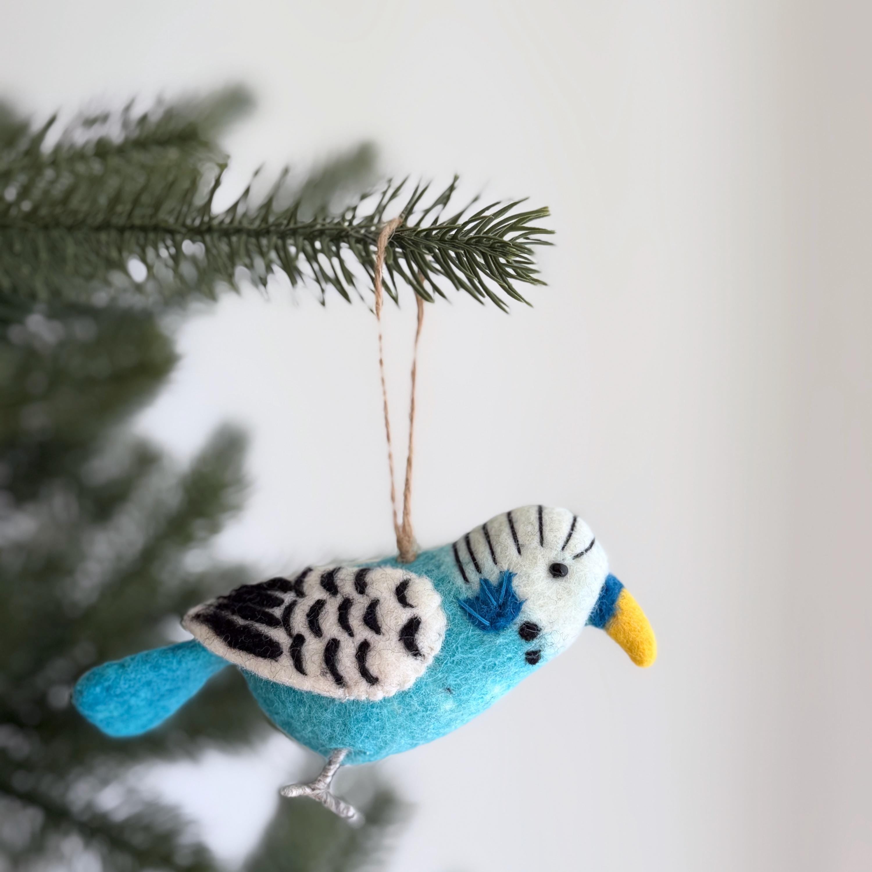Blue Budgerigar Felt Ornament