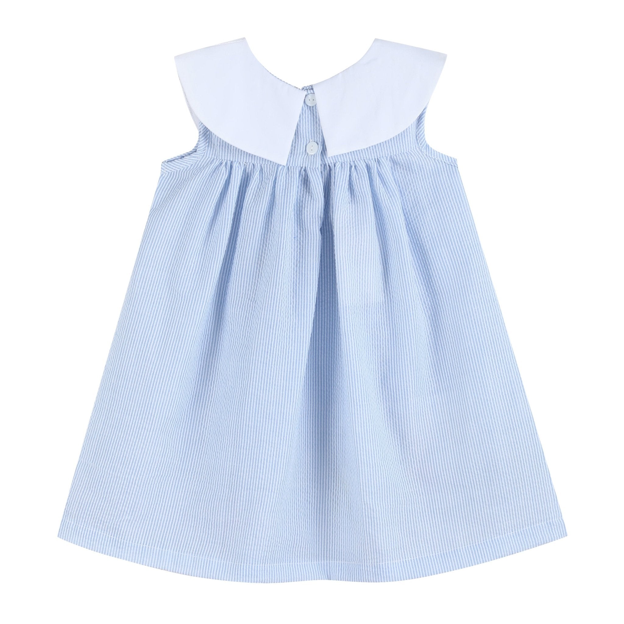 Blue Bunnies Seersucker Yoke Dress