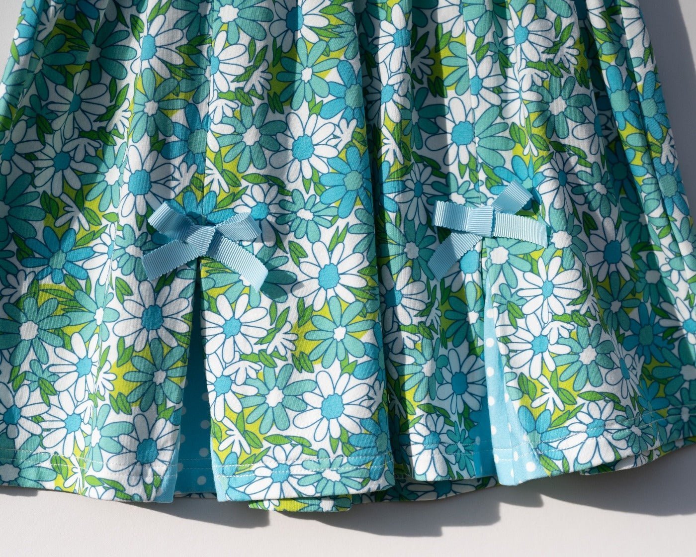 Blue Flower Power And Polka Dot Dress For Baby And Toddler Girls