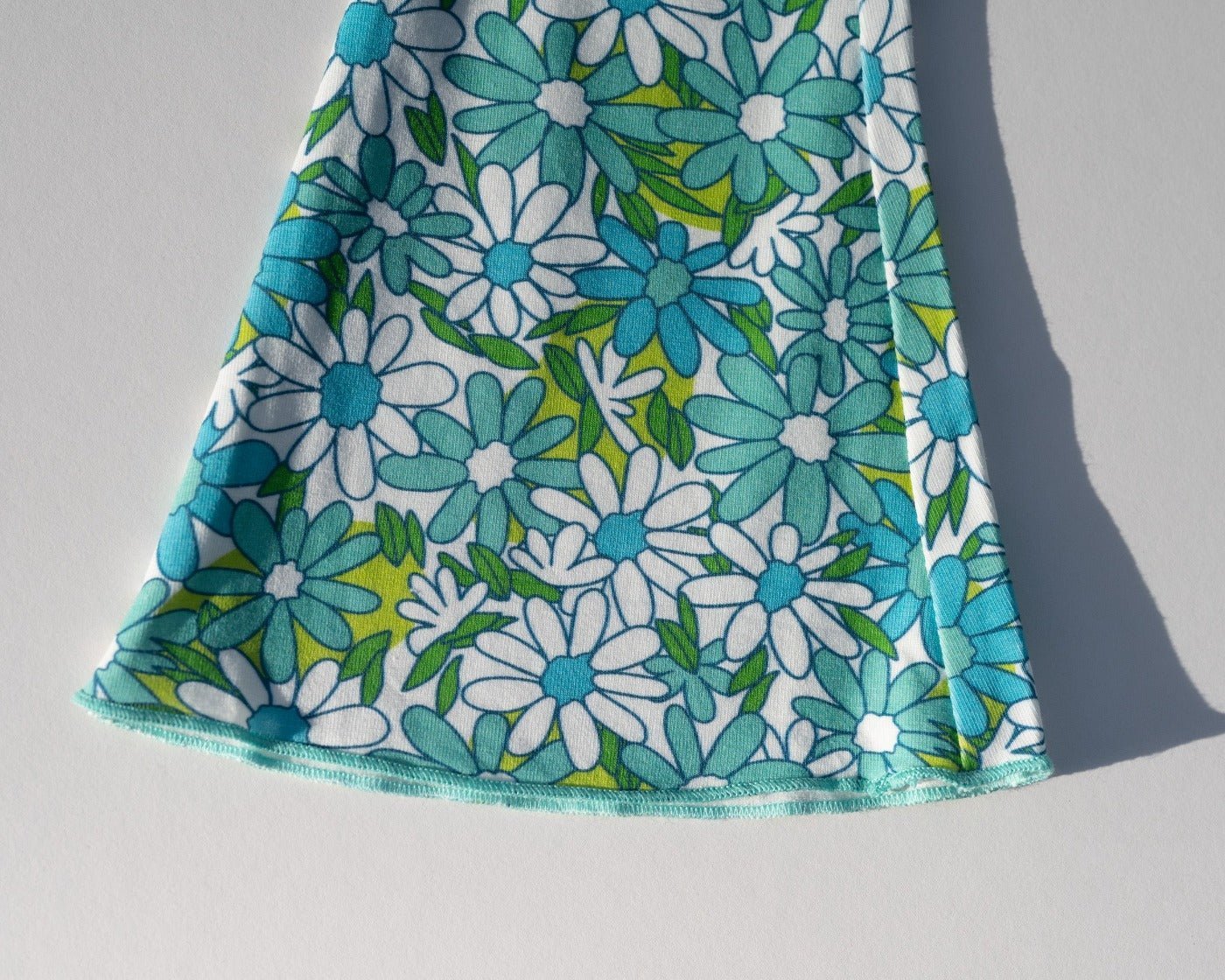 Blue Flower Power Jersey Knit Bell Bottoms For Babies, Toddlers And Girls