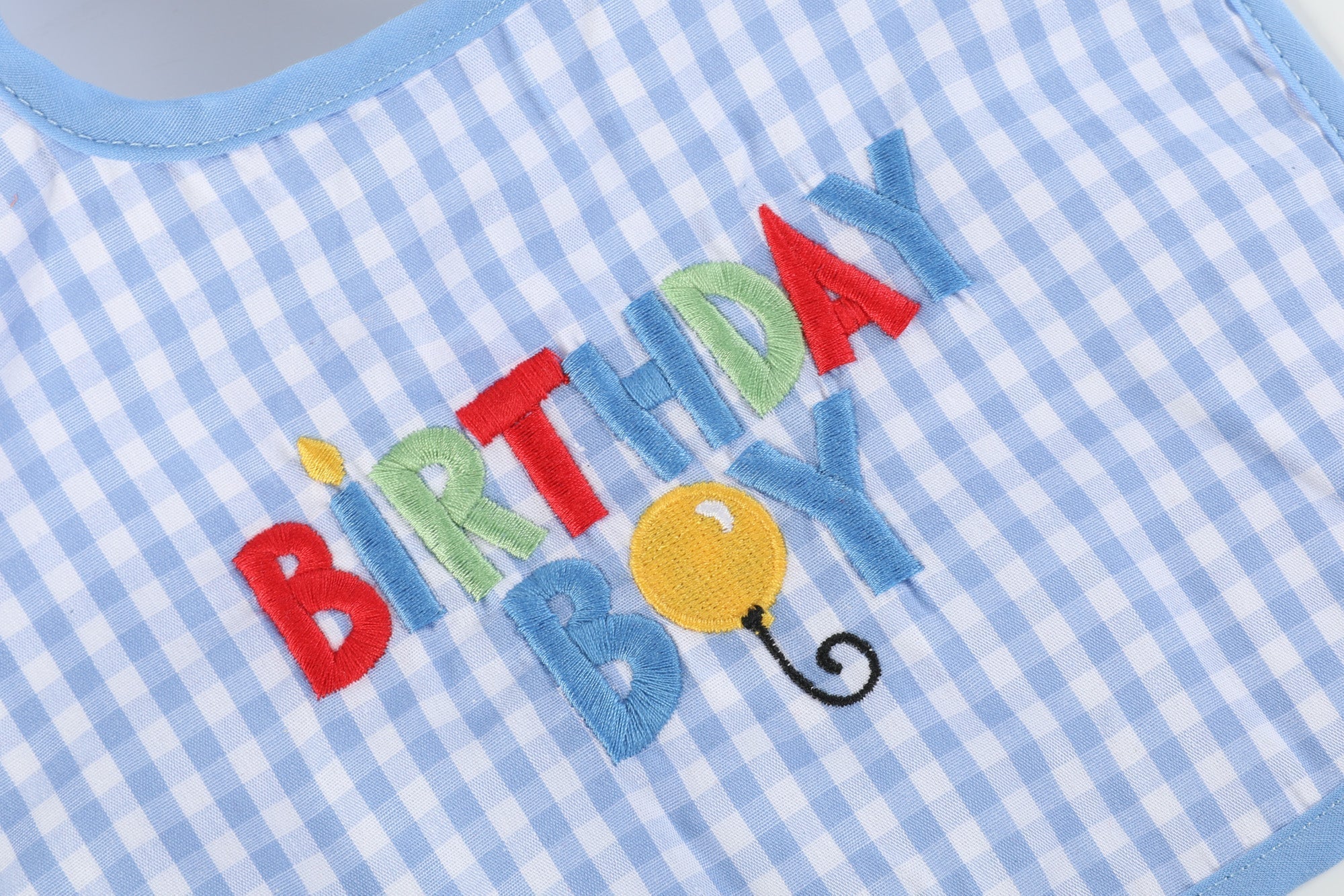 Blue Gingham 'birthday Boy' Bib