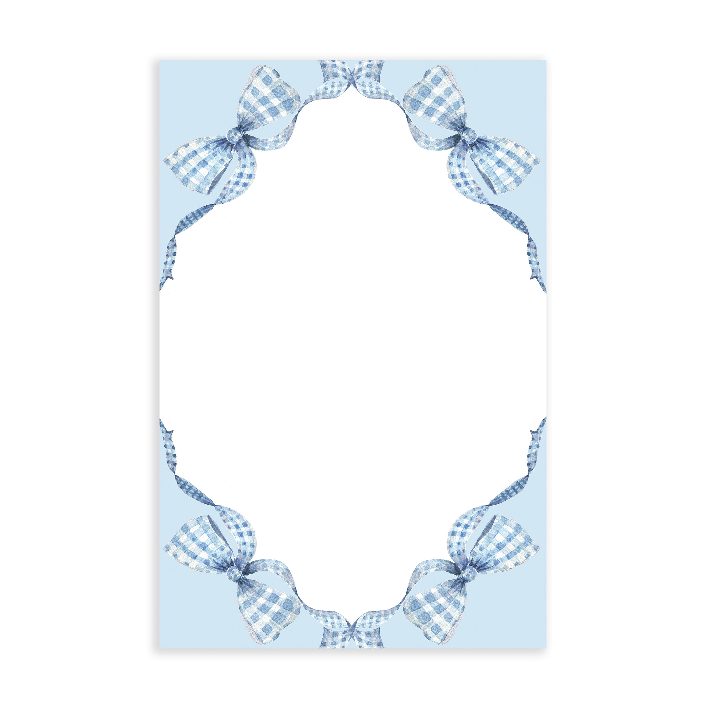 Blue Gingham Bow Notepad