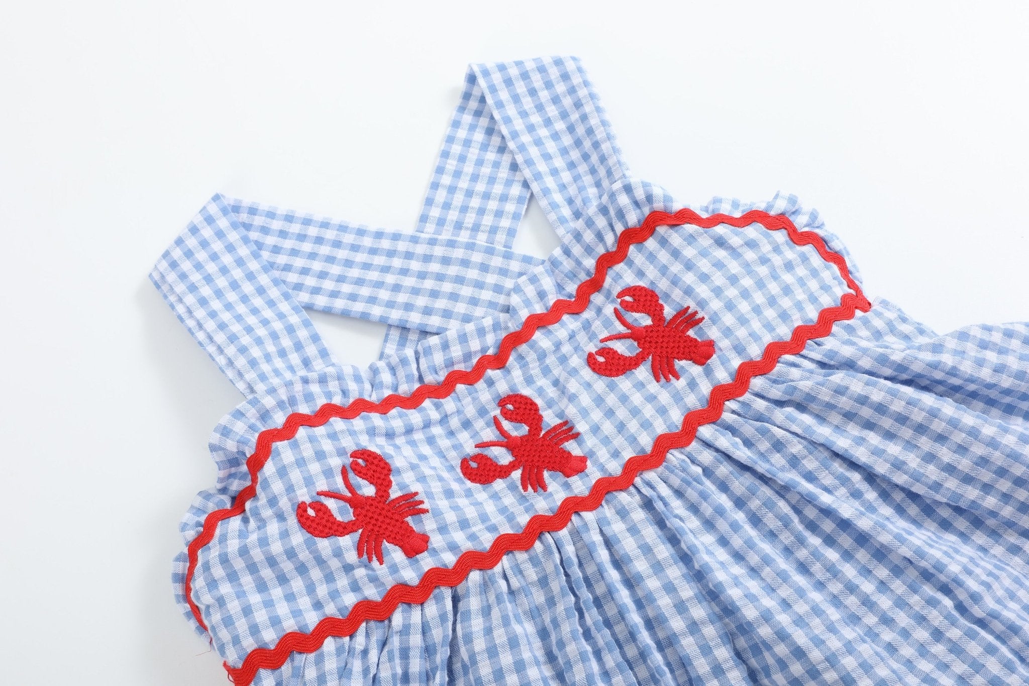Blue Gingham Crawfish Layered Sundress
