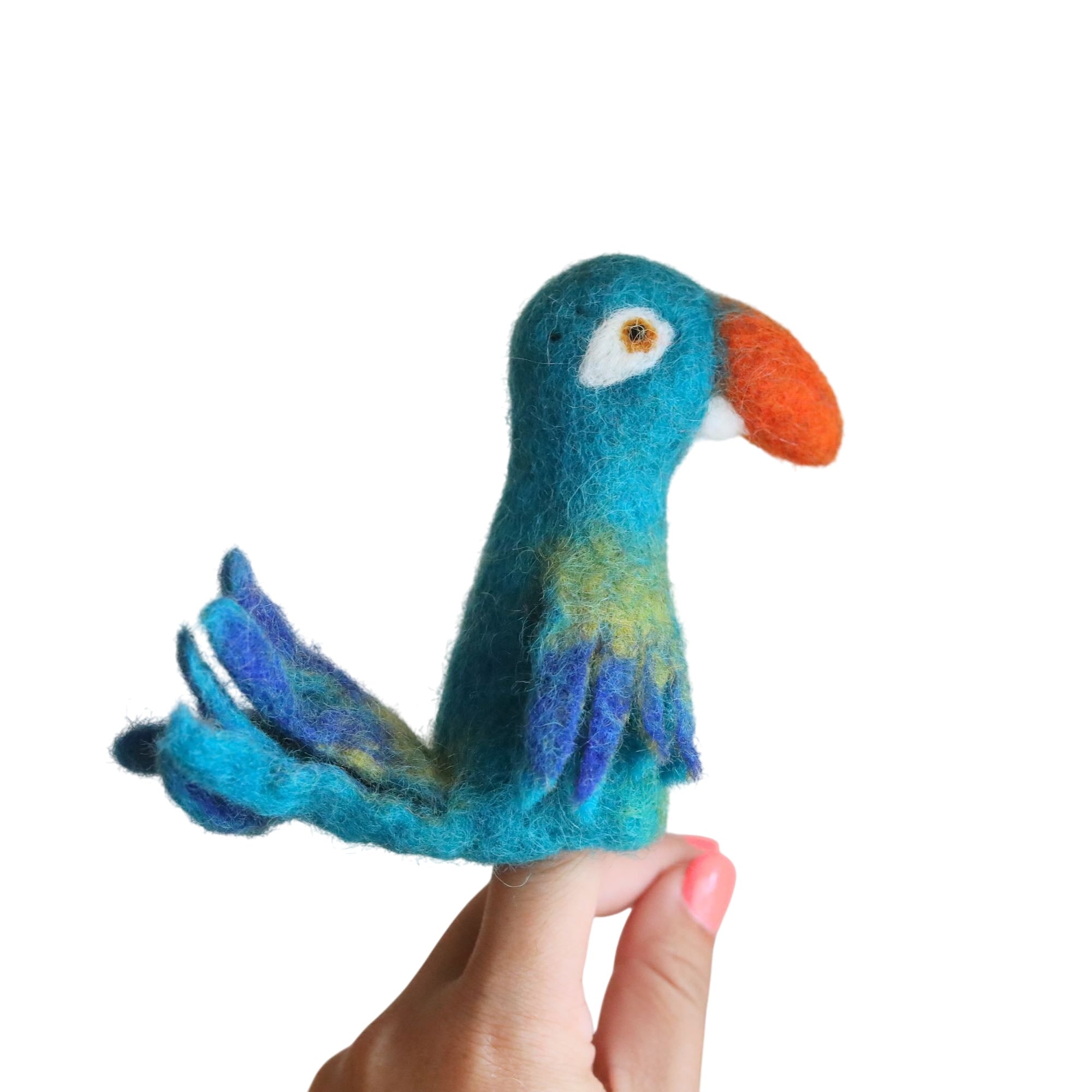 Felt Finger Puppet - Parrot / Macaw / Blue