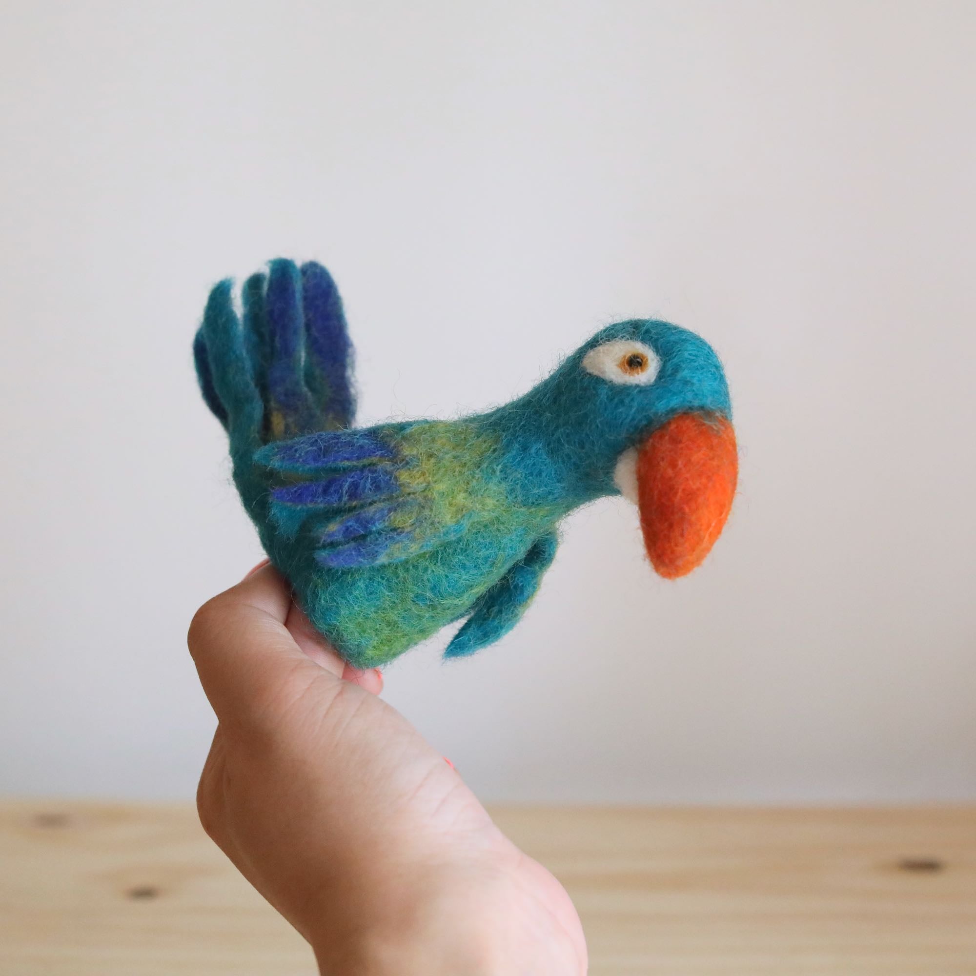 Felt Finger Puppet - Parrot / Macaw / Blue