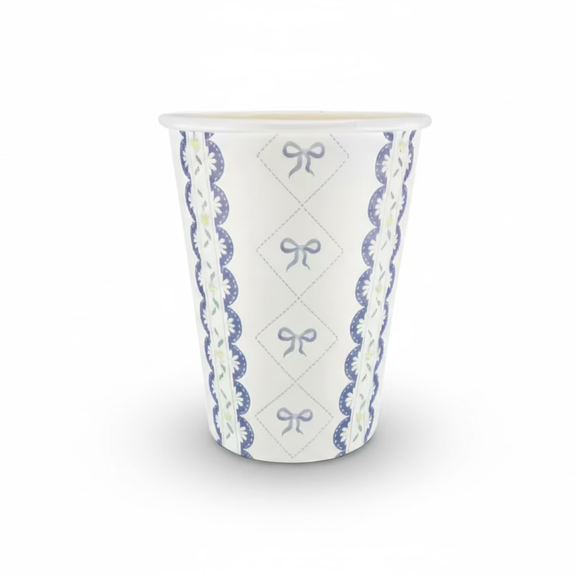 Blue Bow Coquette Paper Cups 9oz (8 Pack)