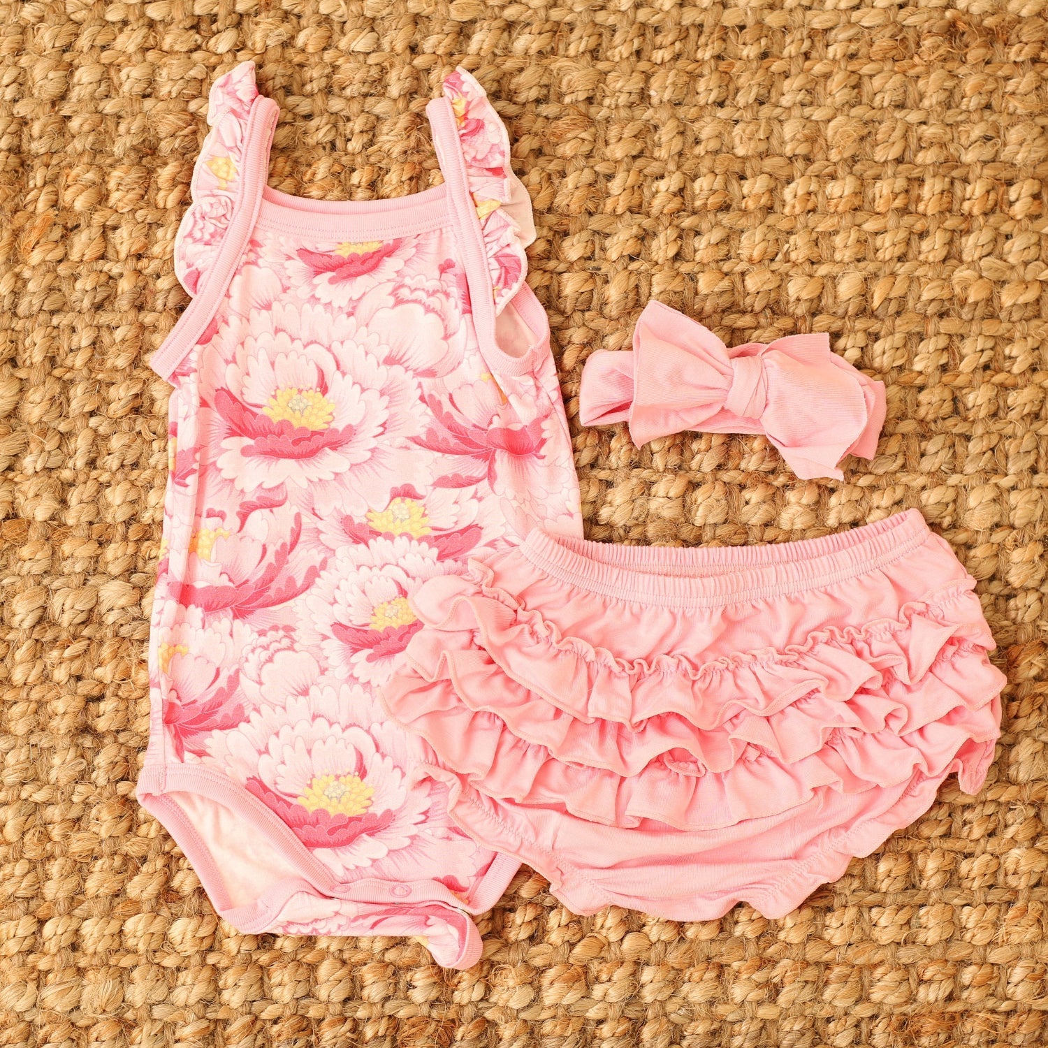 Blush Dreams Floral Ruffle Bloomer Set
