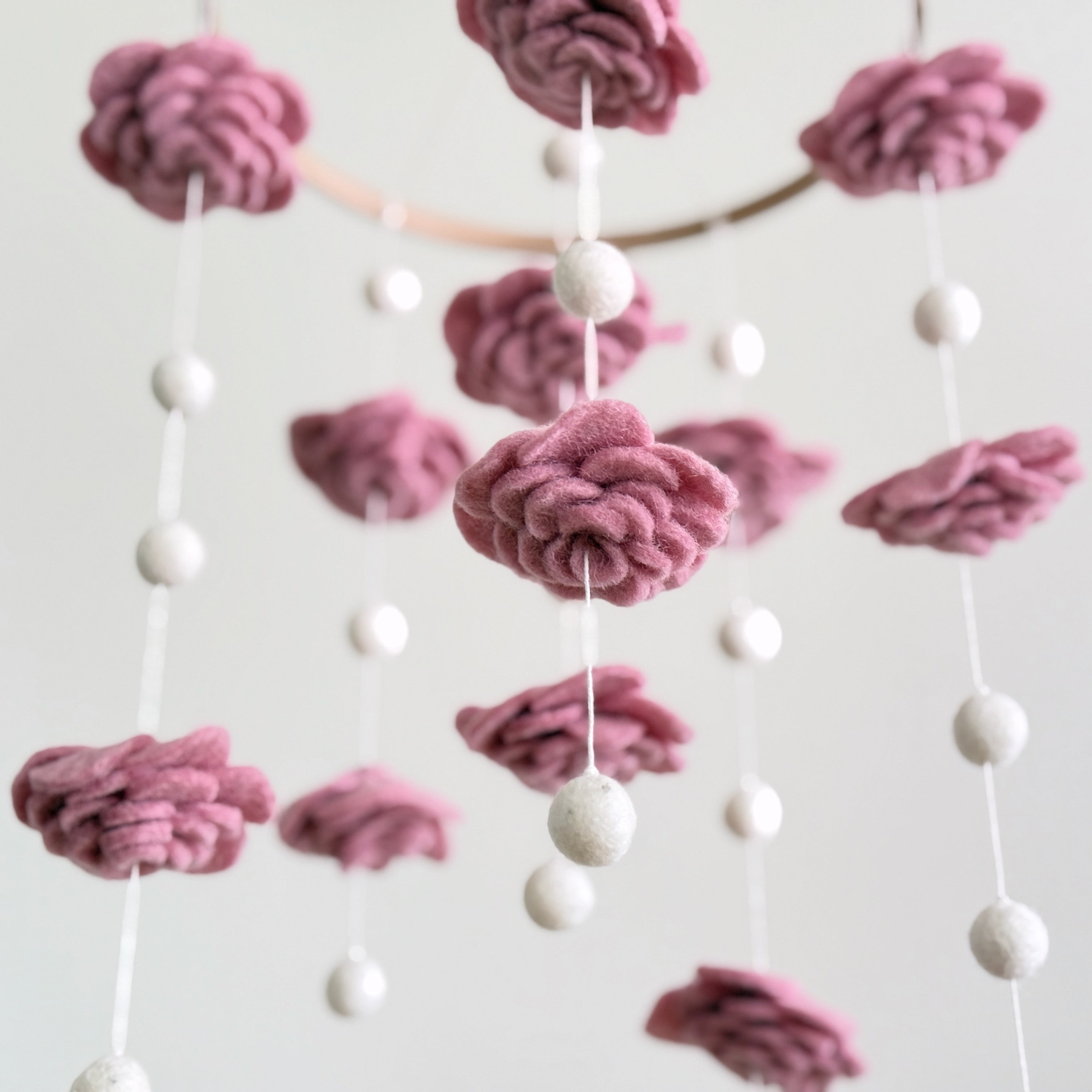 Blush Rose Flower Baby Mobile