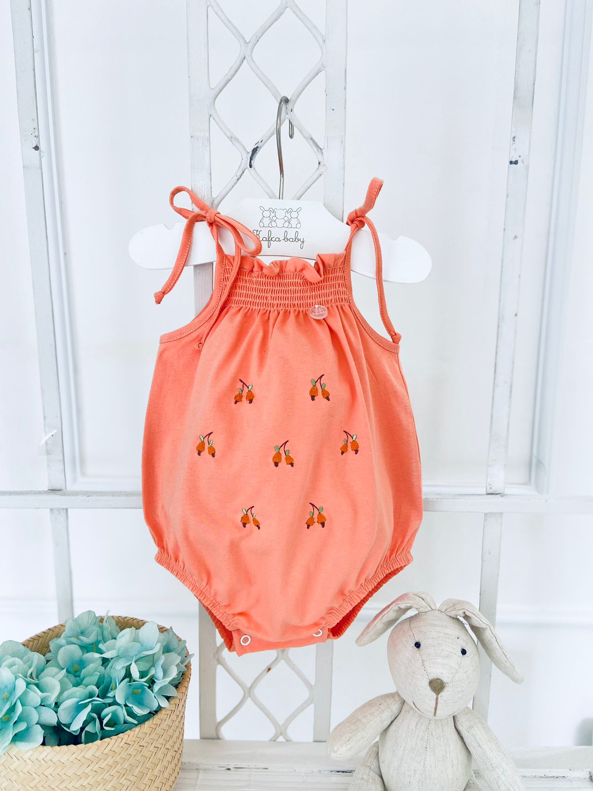 Smocked Bubble With Embroidered Cashew Fruit