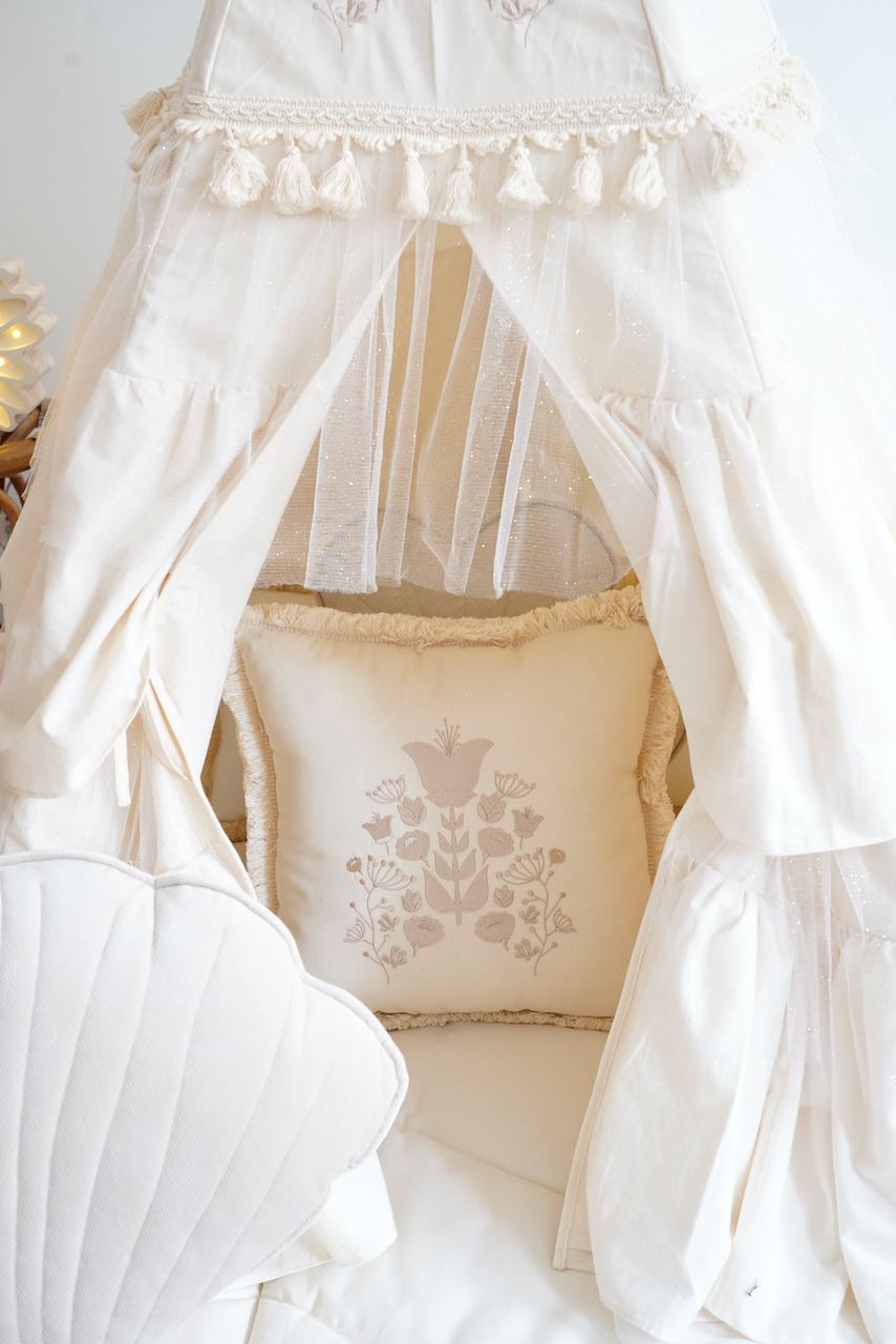 Boho Teepee Tent With Frills And Embroidery