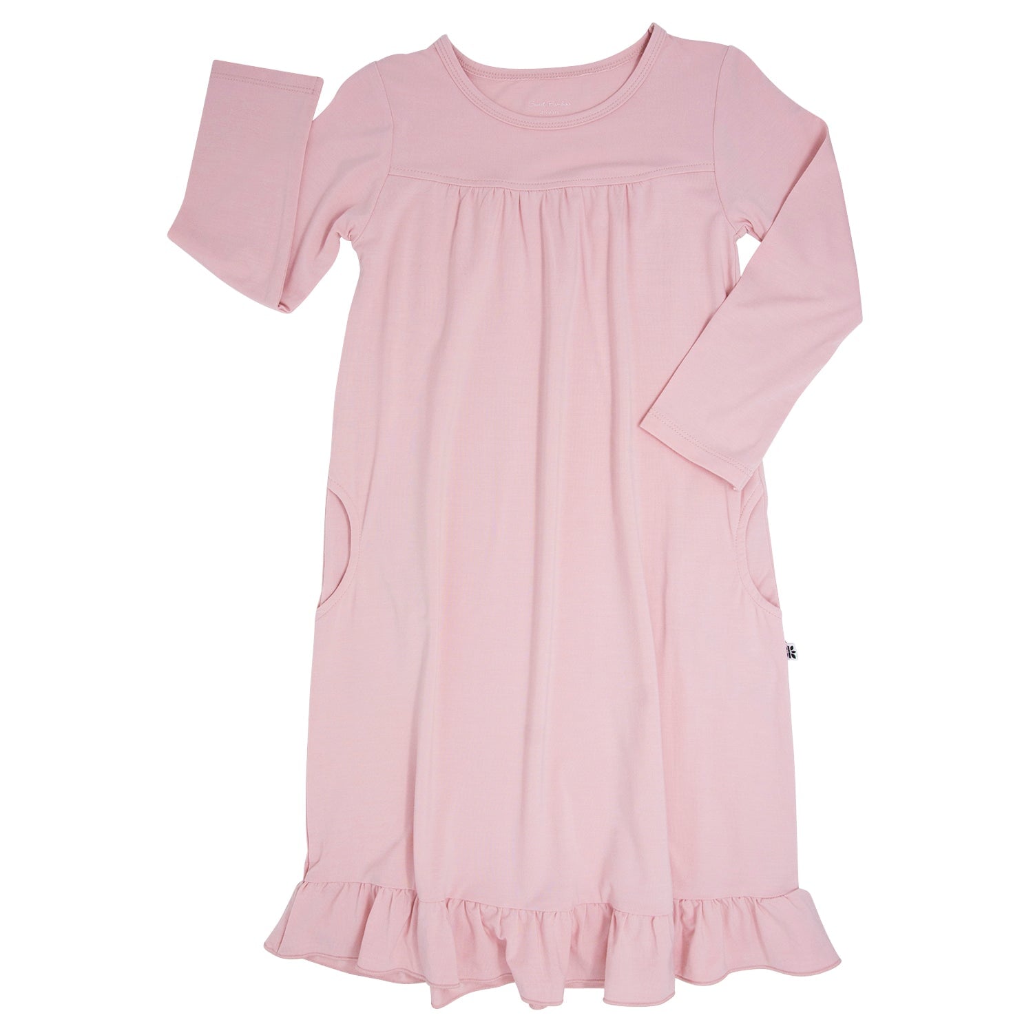 Sweet Bamboo Long Sleeve Boho Dress in Pink Suede
